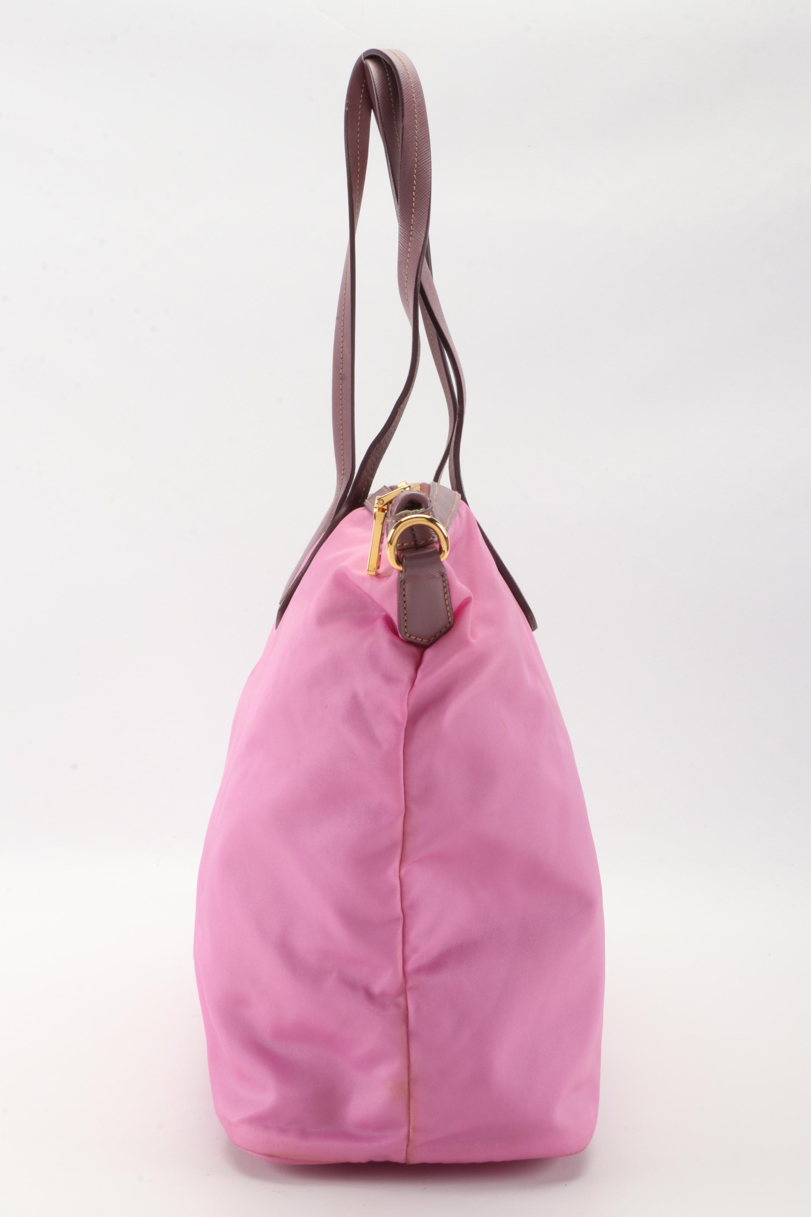 Prada Pink Nylon Tote with Saffiano Leather Trim