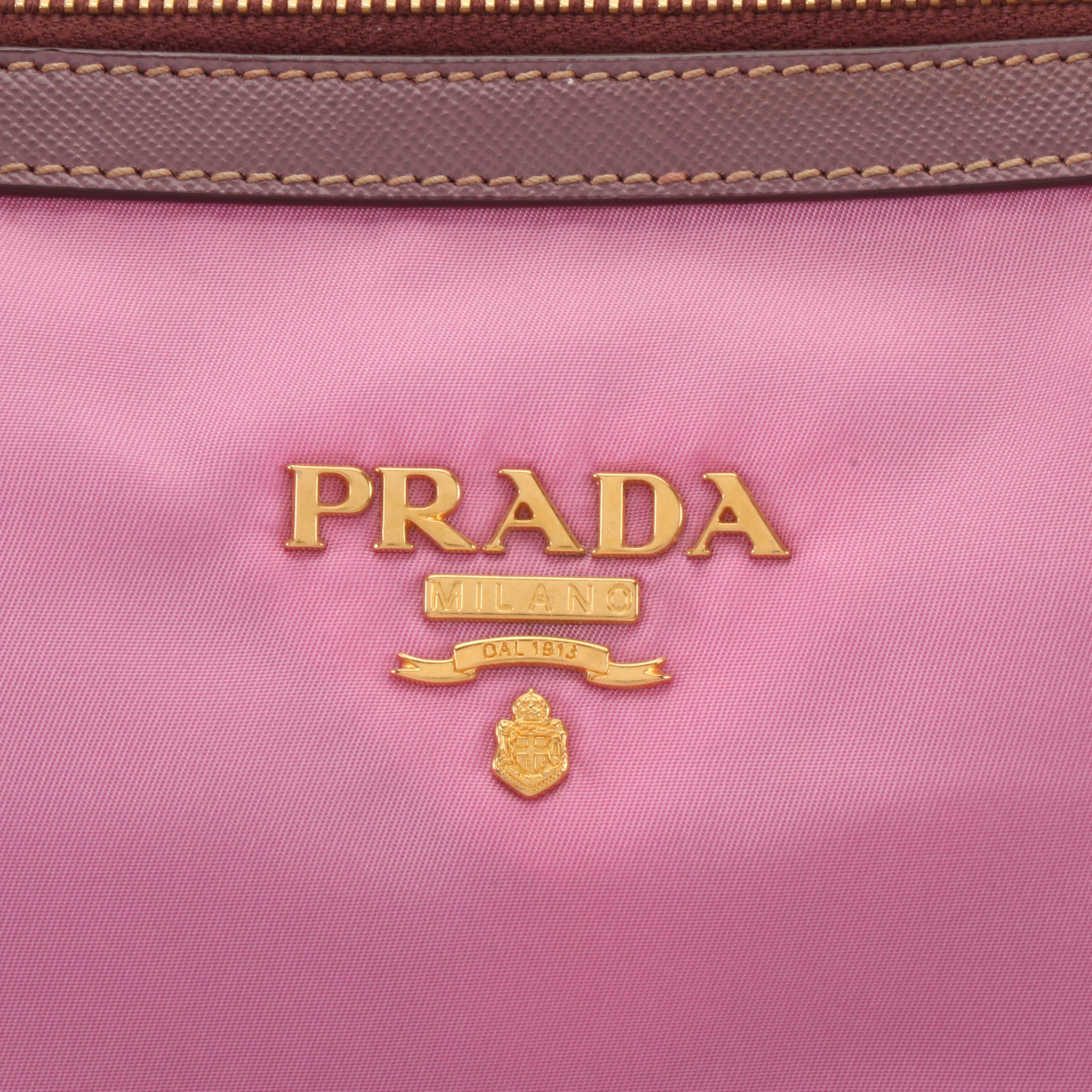 Prada Pink Nylon Tote with Saffiano Leather Trim