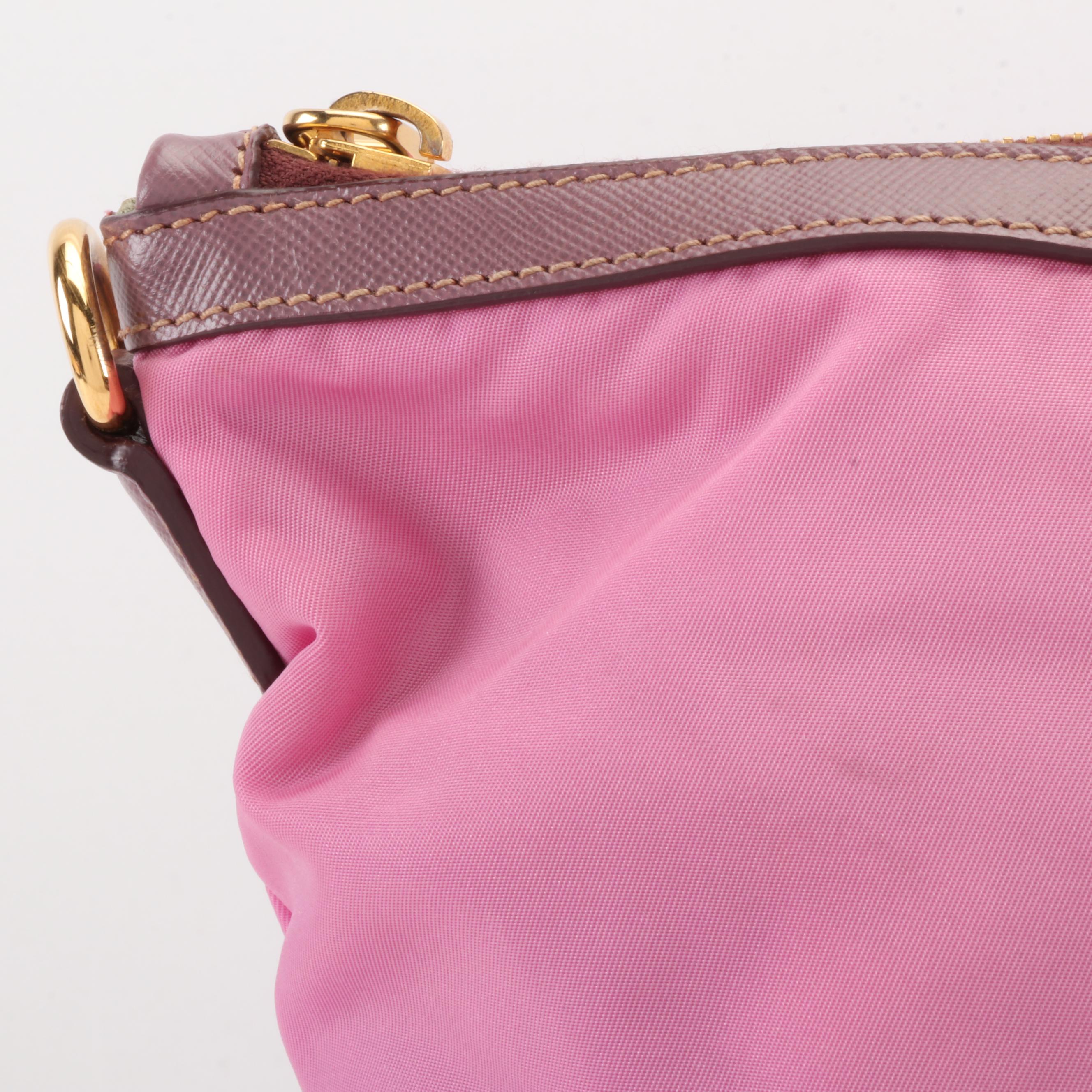 Prada Pink Nylon Tote with Saffiano Leather Trim