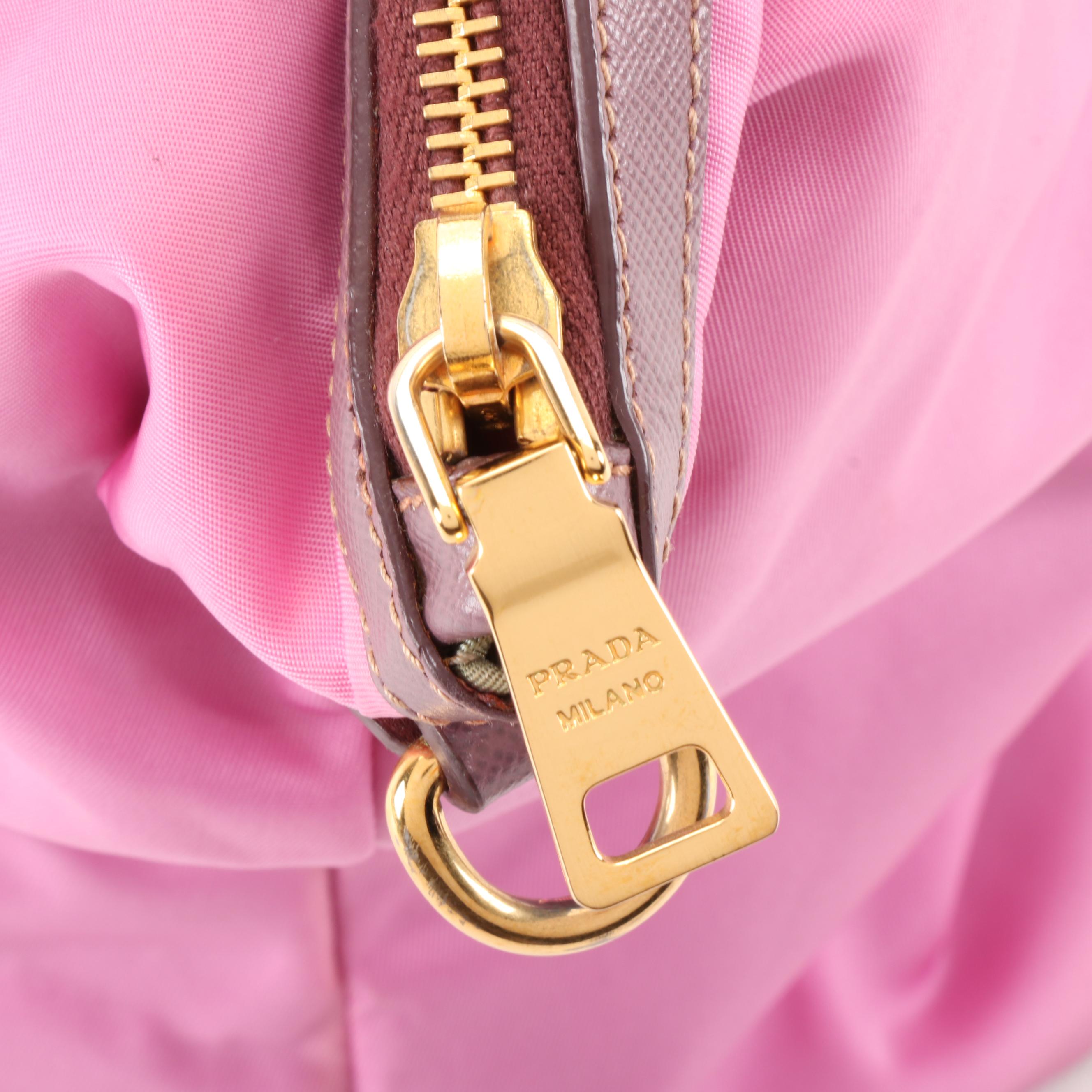 Prada Pink Nylon Tote with Saffiano Leather Trim