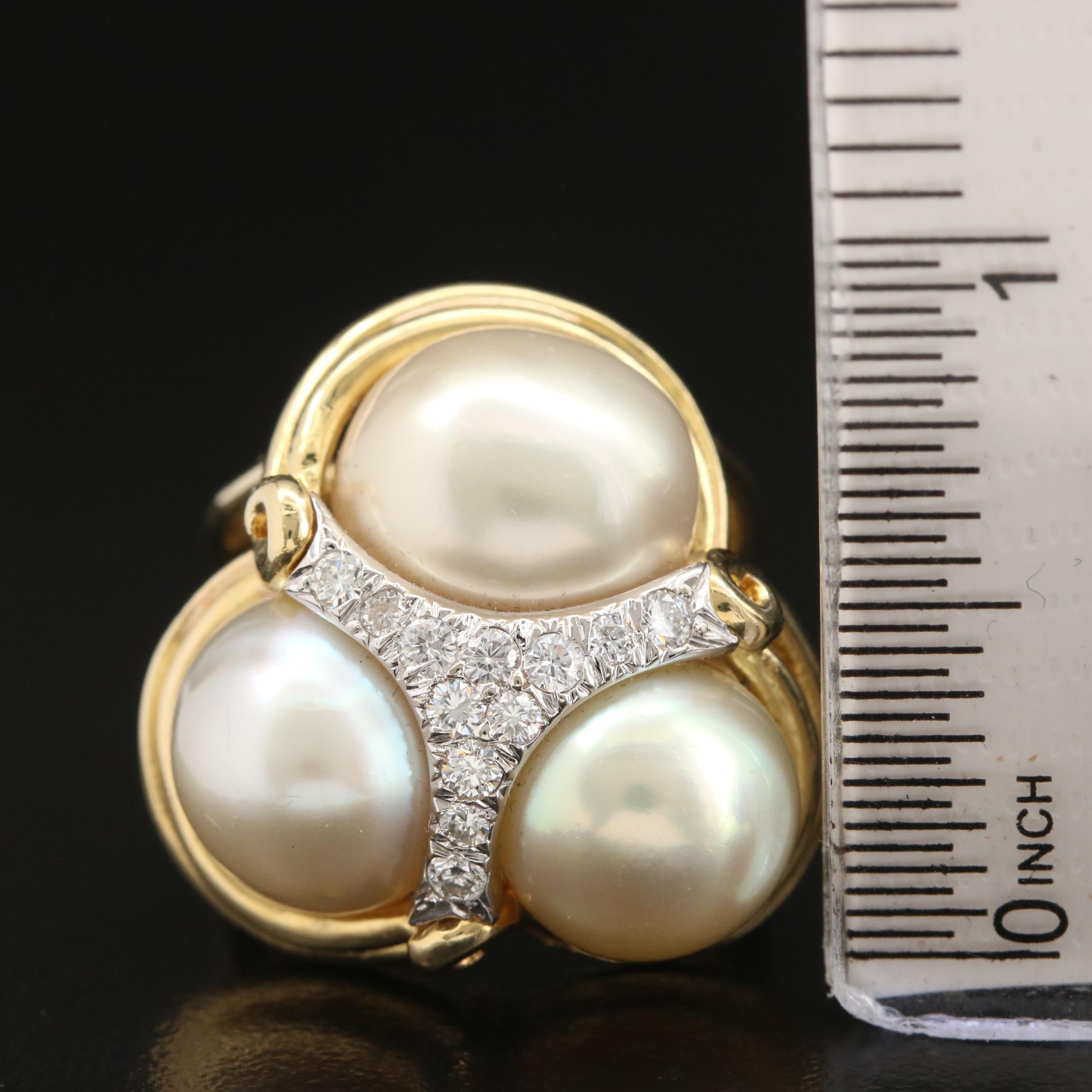 Cellino 18K Pearl and Diamond Ring