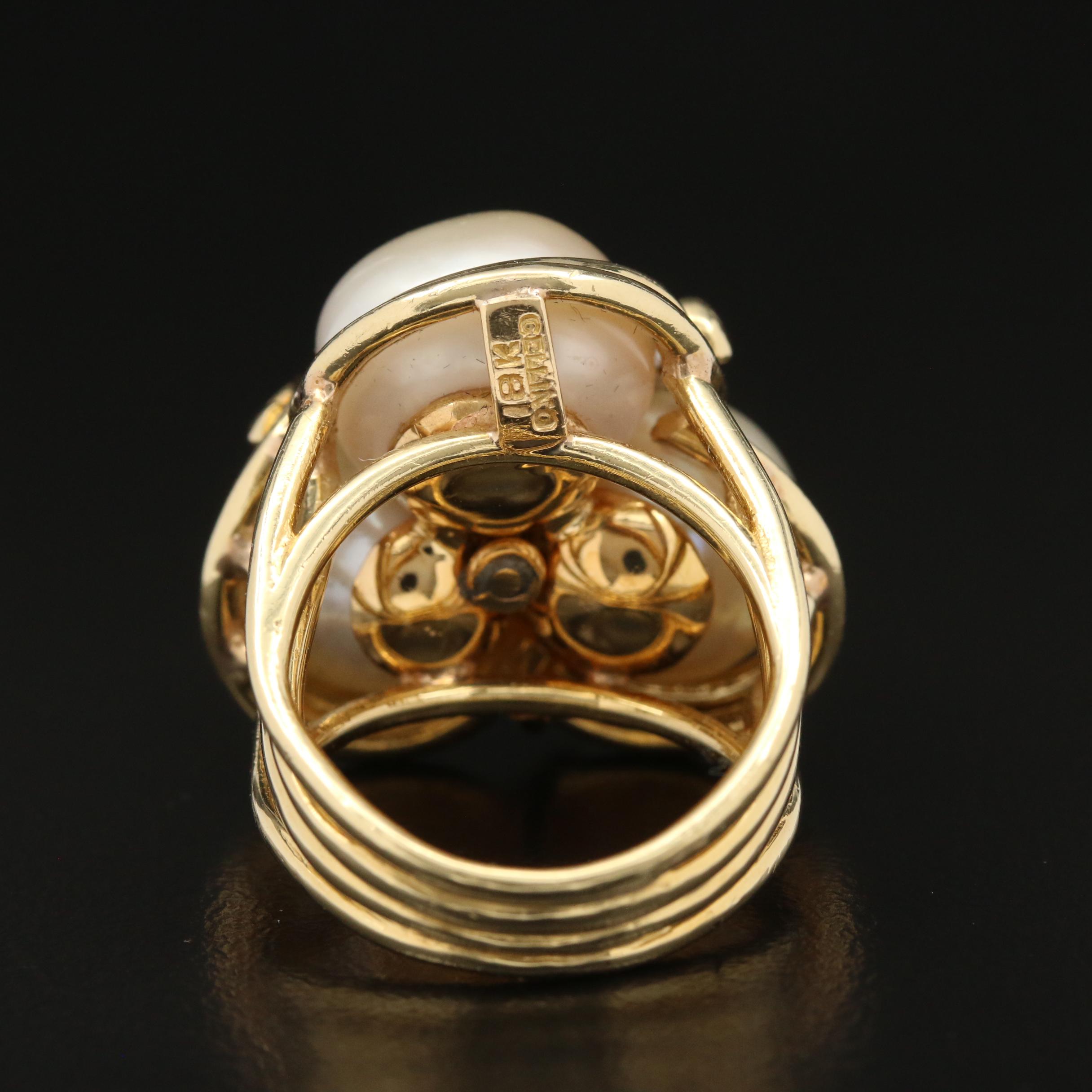 Cellino 18K Pearl and Diamond Ring