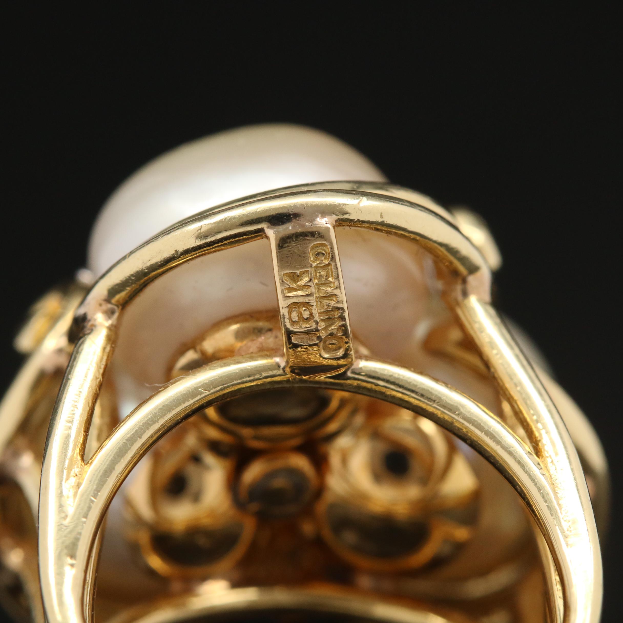 Cellino 18K Pearl and Diamond Ring