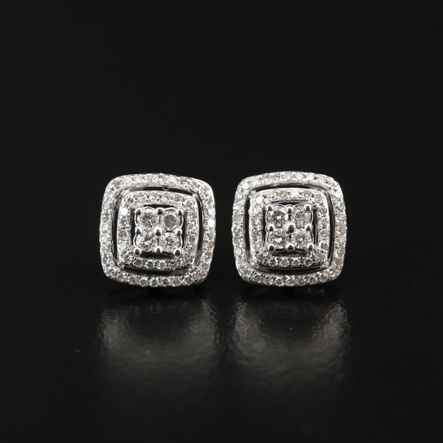 10K Framed Diamond Earrings