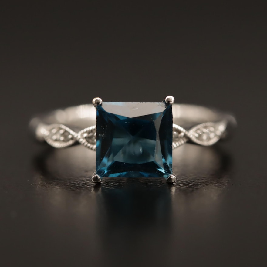 10K London Blue Topaz and Diamond Ring