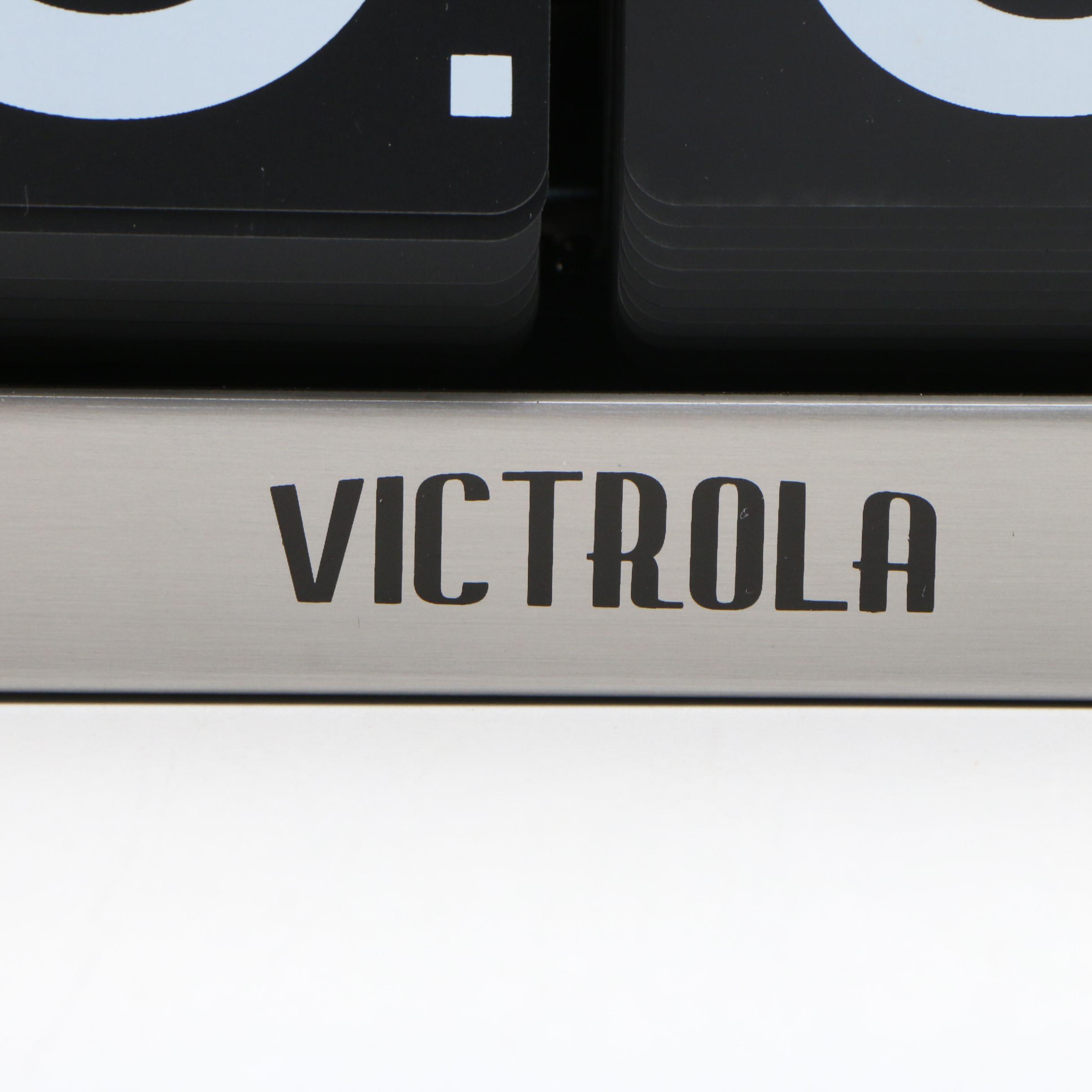Victrola Classic Metal Flip Clock with Brushed Metal Finish