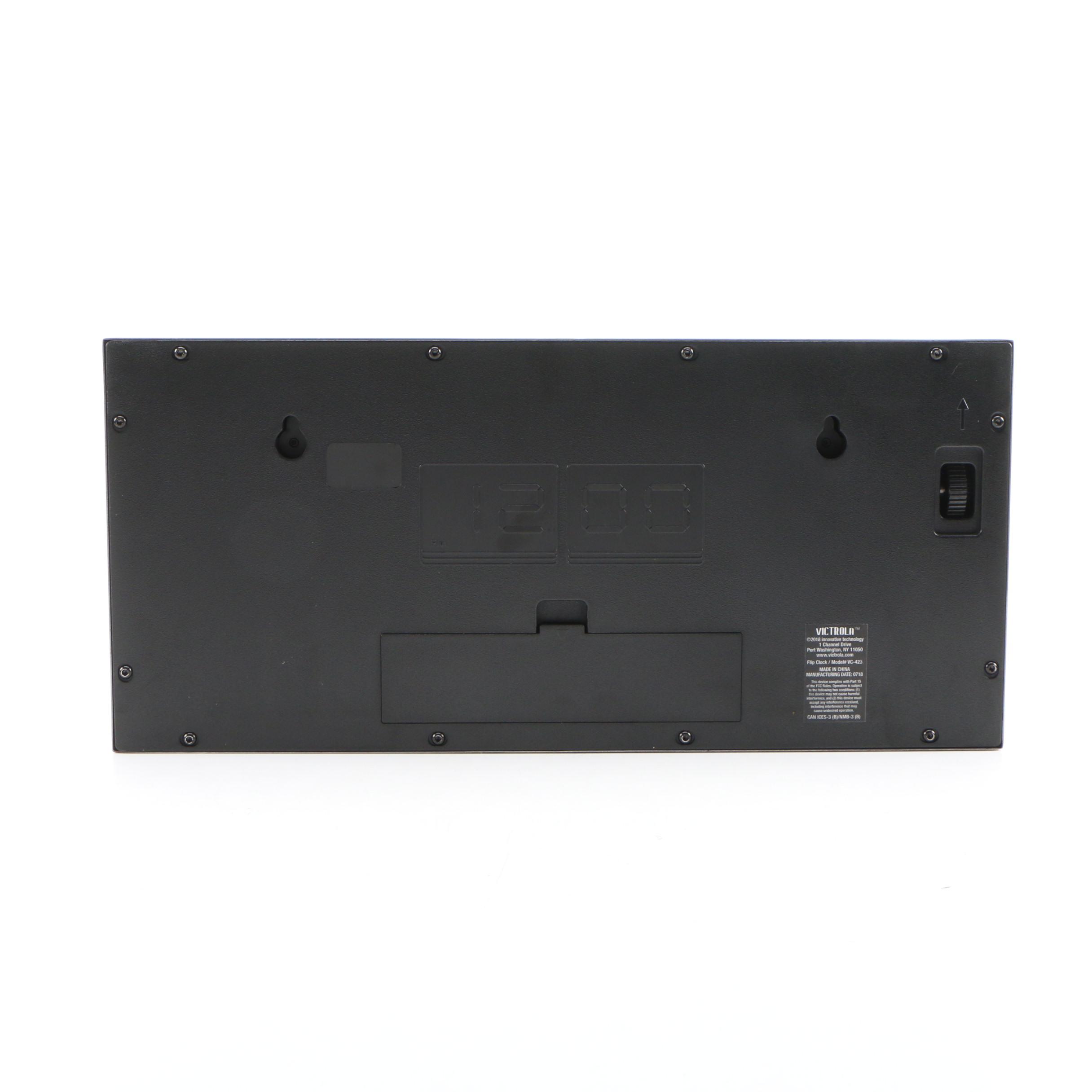 Victrola Classic Metal Flip Clock with Brushed Metal Finish