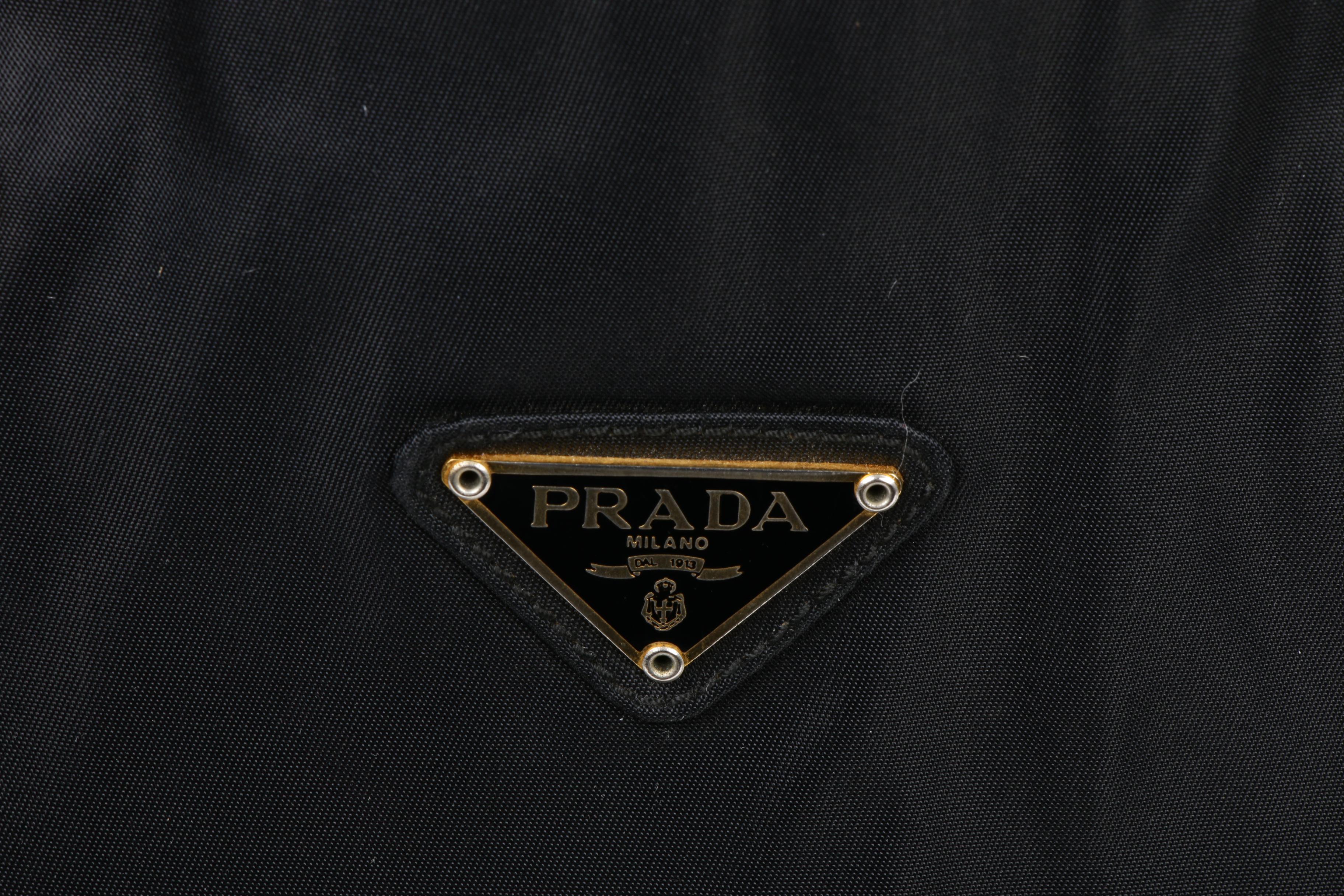 Prada Chain Strap Shoulder Bag in Black Tessuto Nylon