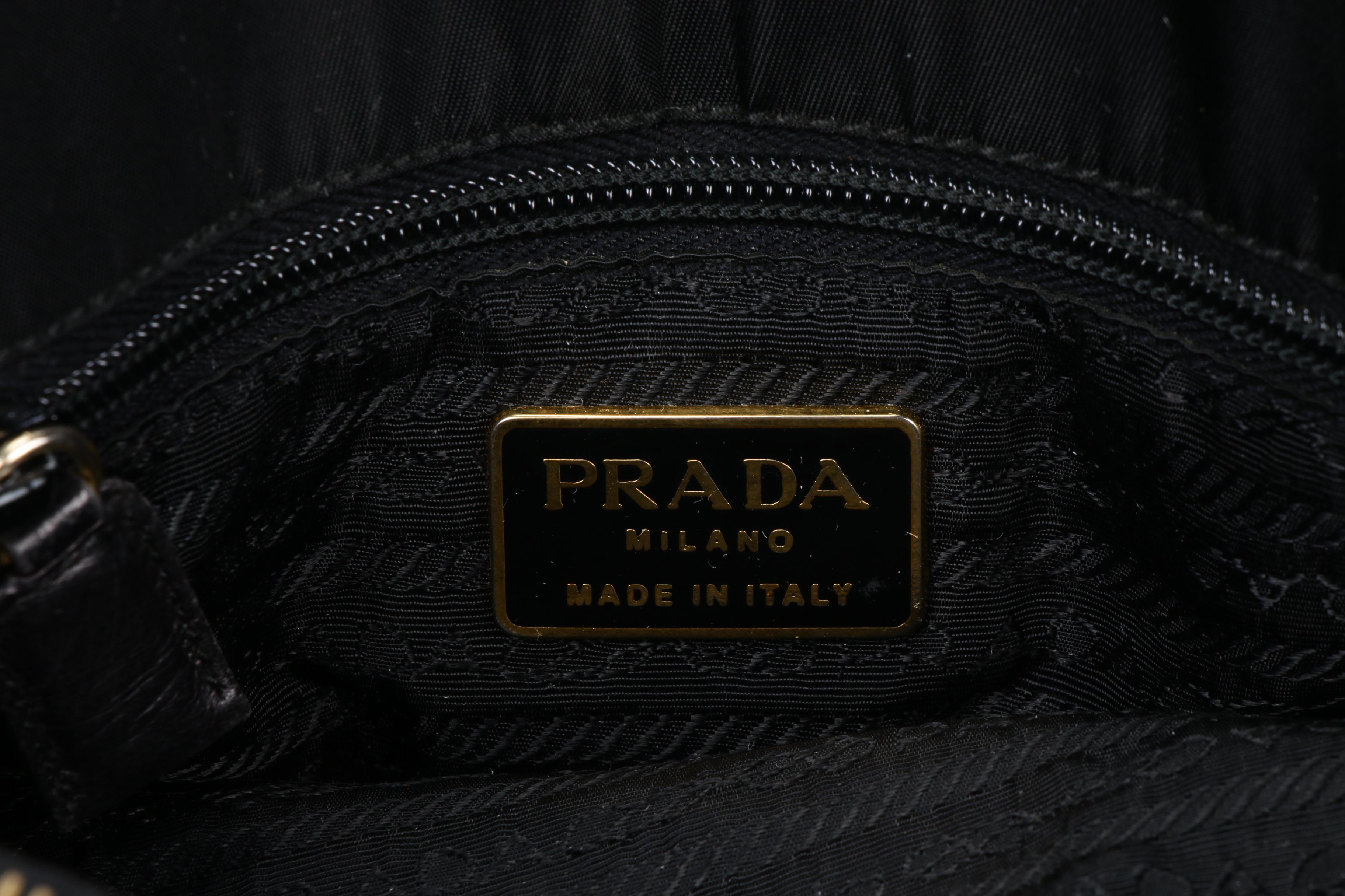 Prada Chain Strap Shoulder Bag in Black Tessuto Nylon