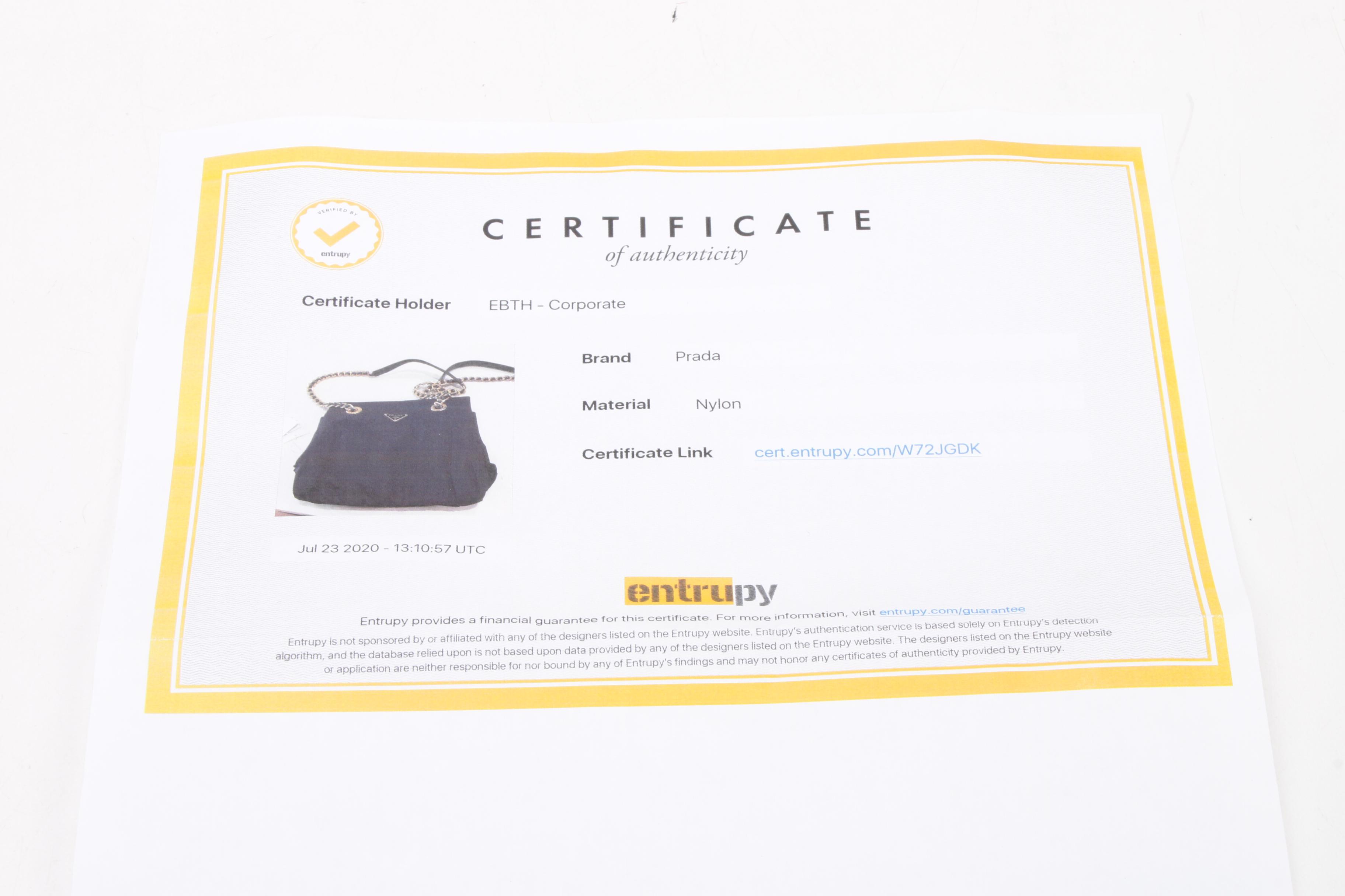 Prada Chain Strap Shoulder Bag in Black Tessuto Nylon