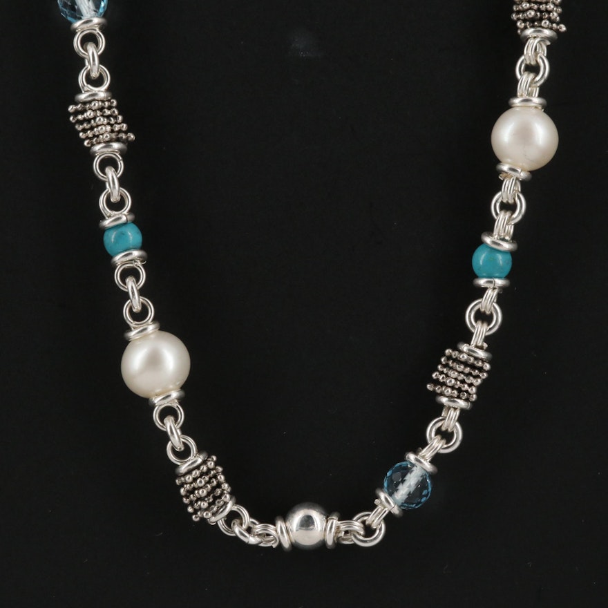 Michael Dawkins Sterling Silver Beaded Wire Necklace
