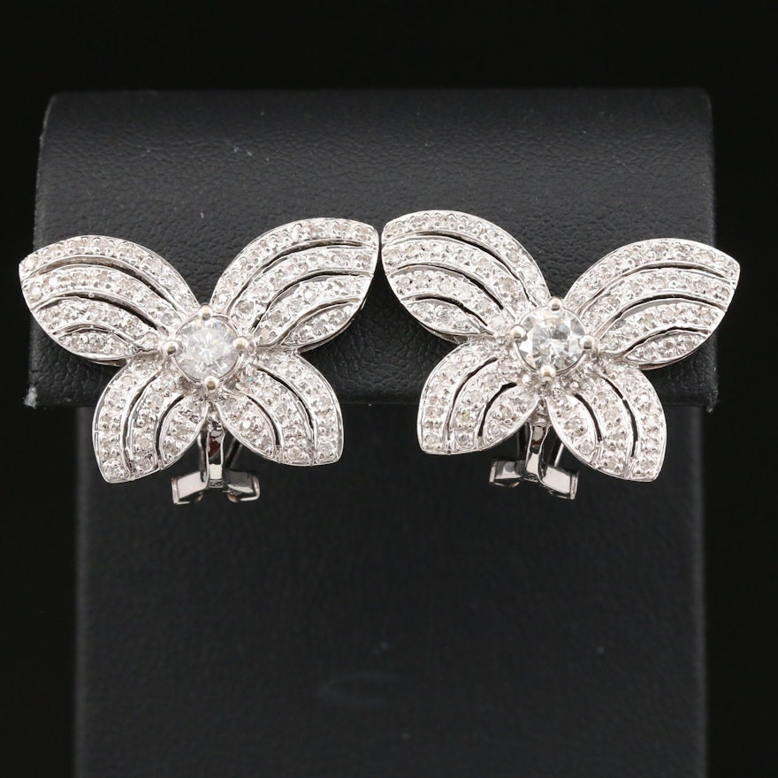 18K 1.16 CTW Diamond Earrings with Butterfly Wing Design