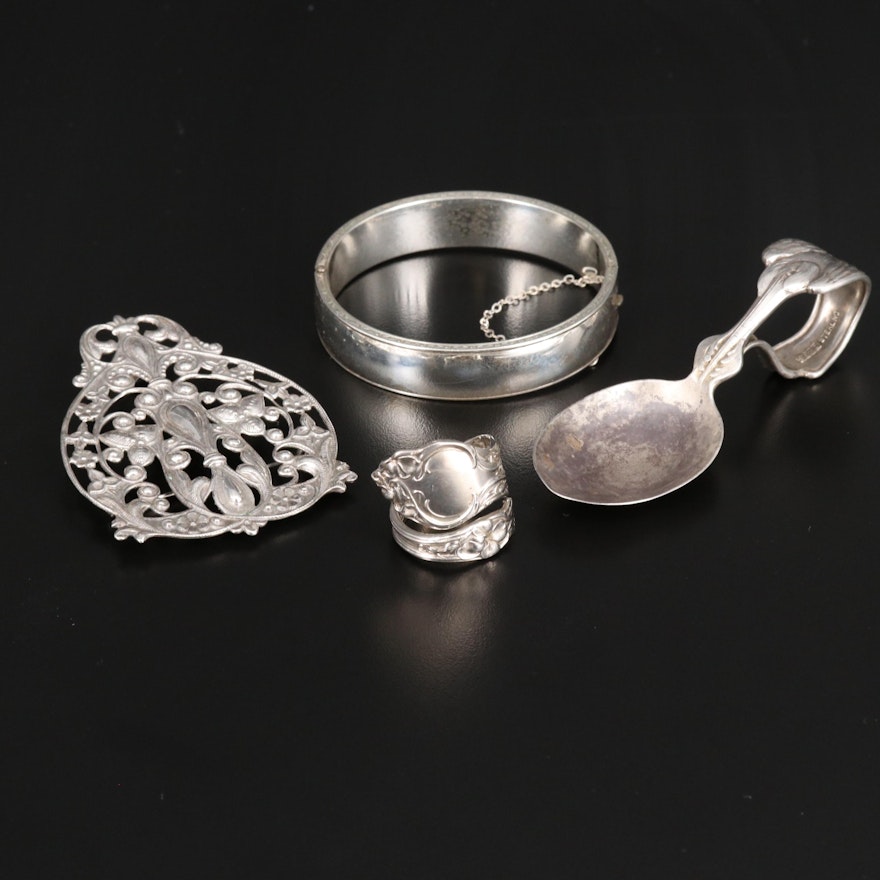 Vintage Sterling Silver Jewelry with Spoon Ring