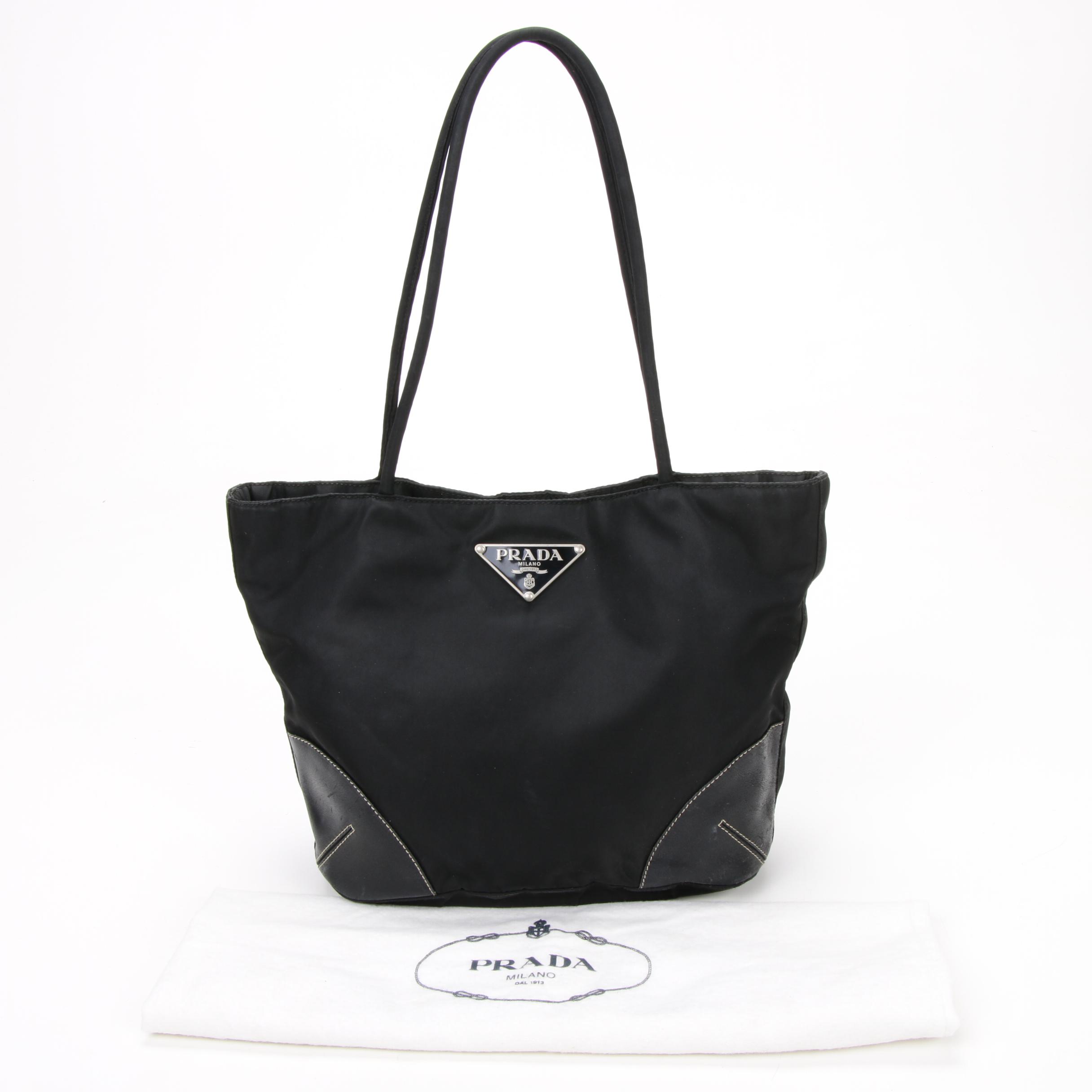 Prada Tote Bag in Black Tessuto Nylon and Leather