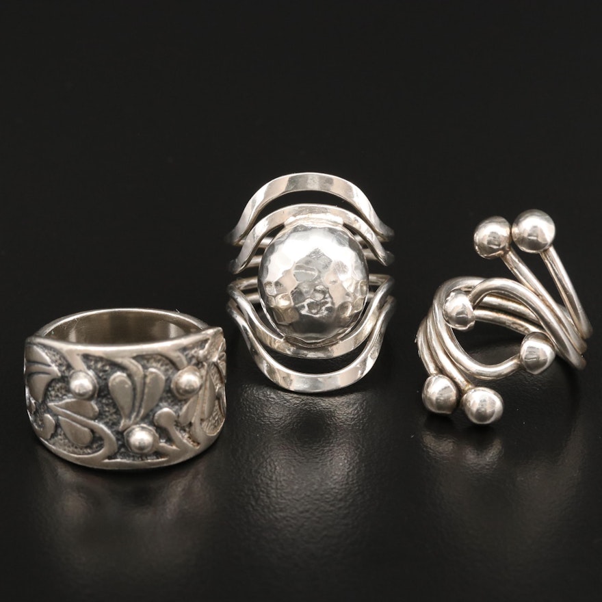Sterling Silver Rings Featuring Silpada and Leaf Motif Ring