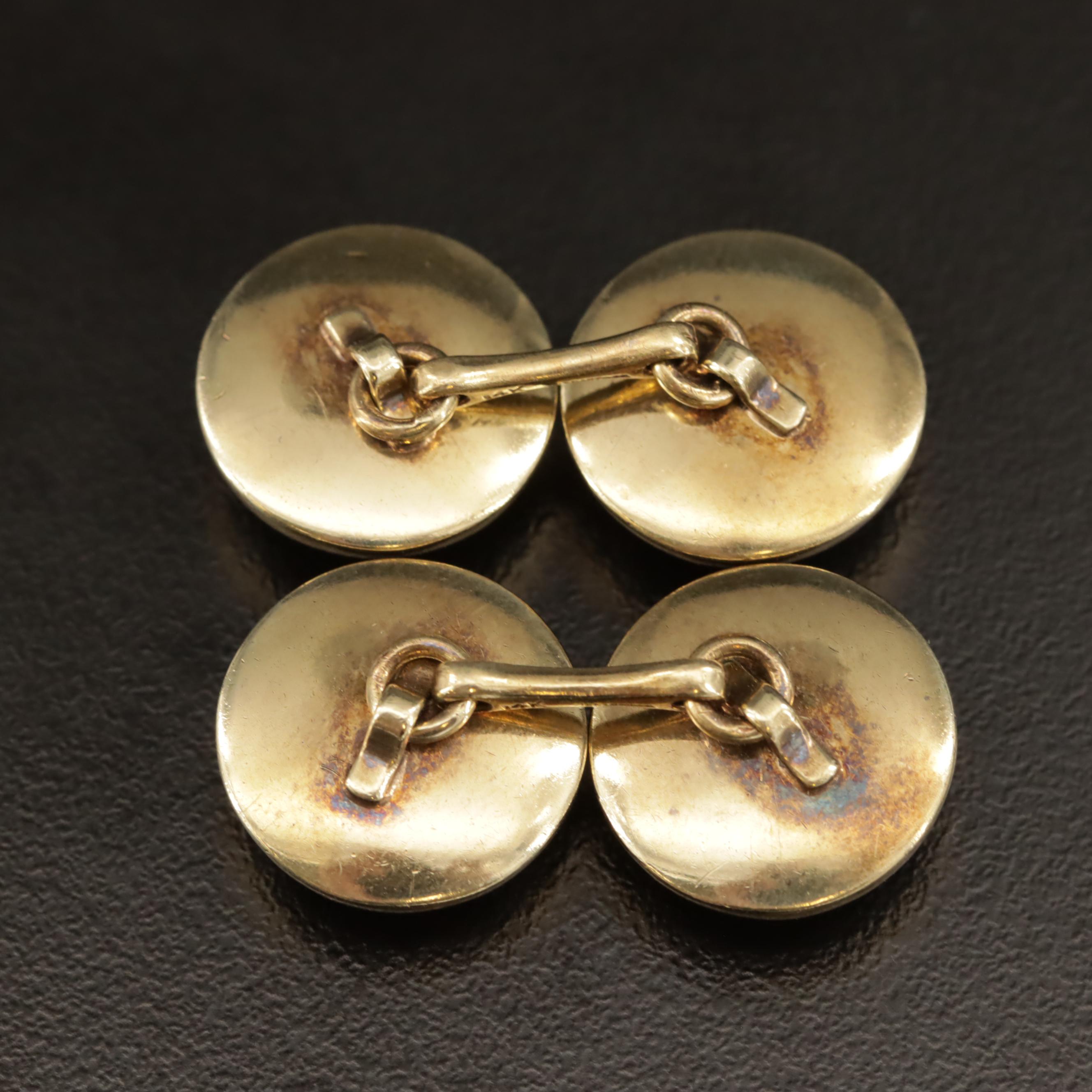 Vintage Tiffany & Co. 14K Mallard Duck Reverse Painted Cufflinks