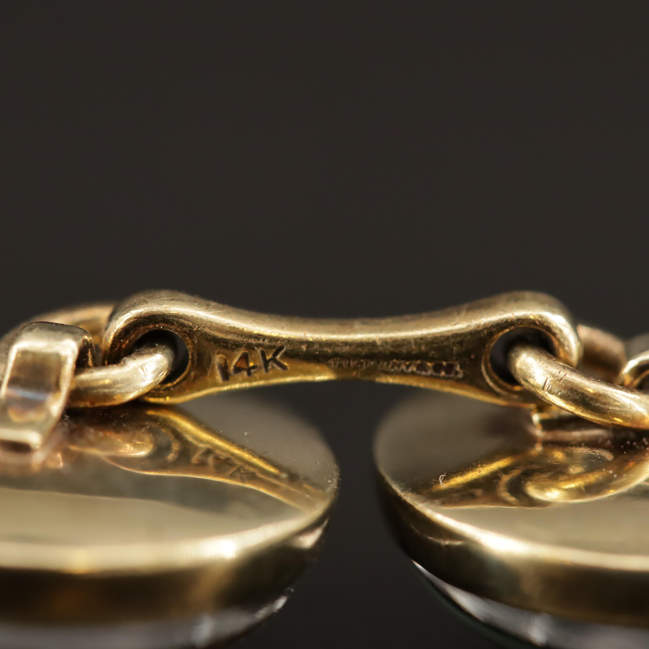 Vintage Tiffany & Co. 14K Mallard Duck Reverse Painted Cufflinks