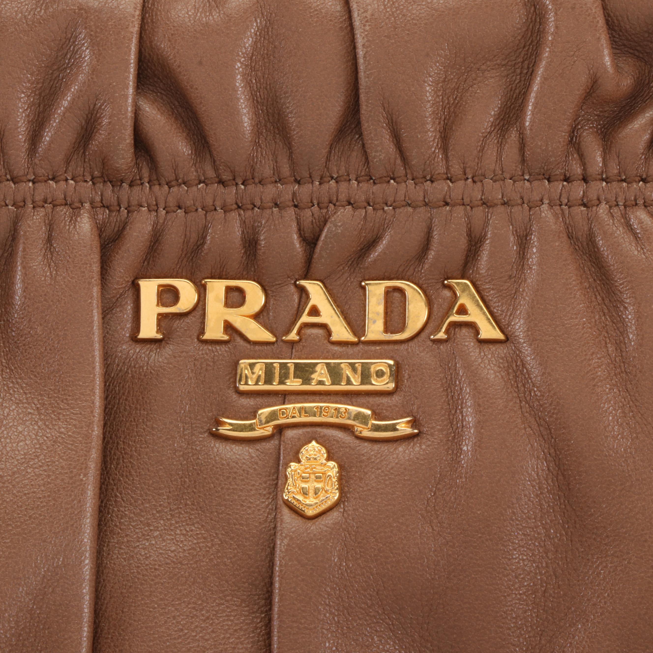 Prada Satchel Bag in Light Brown Napa Gaufre Leather