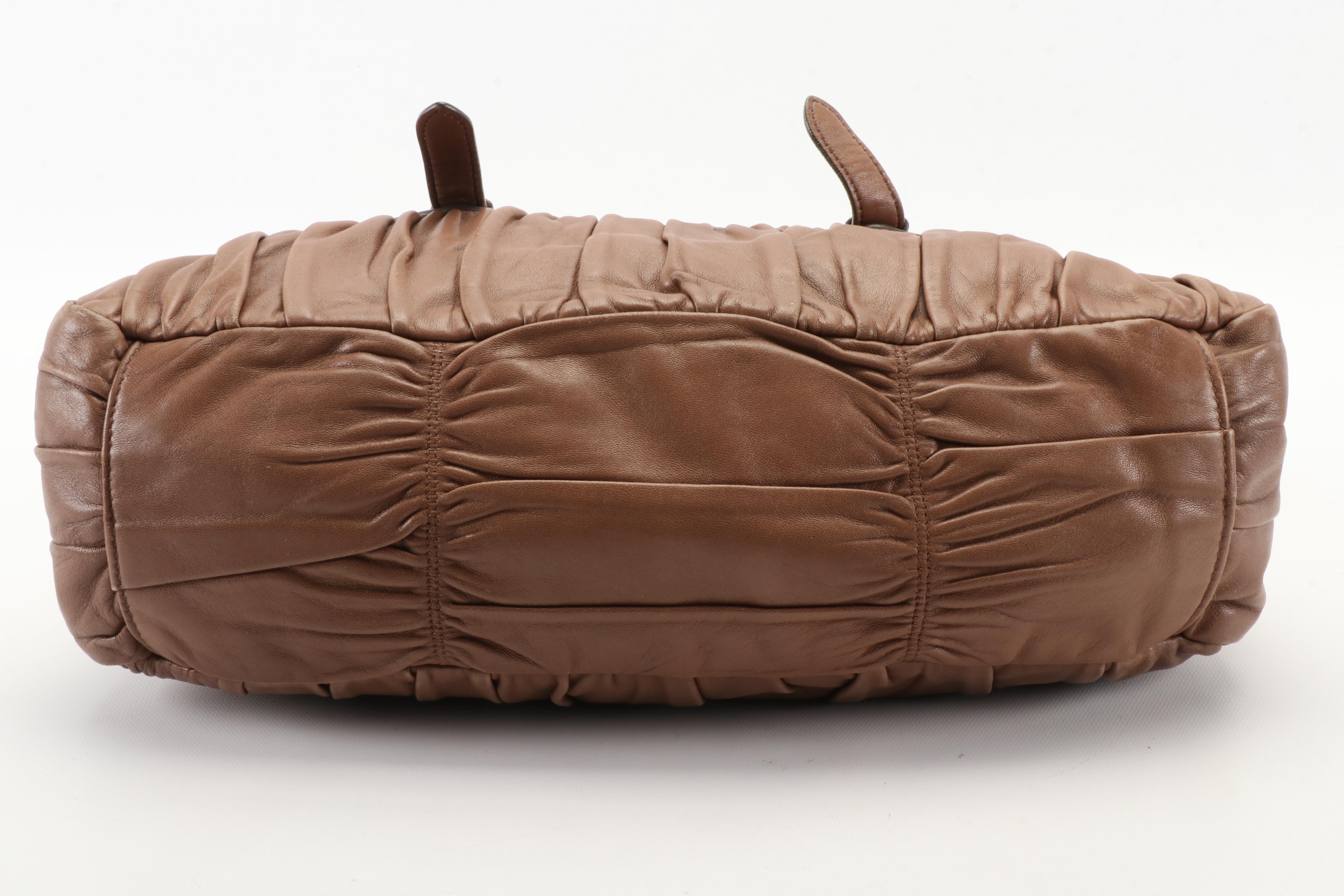 Prada Satchel Bag in Light Brown Napa Gaufre Leather