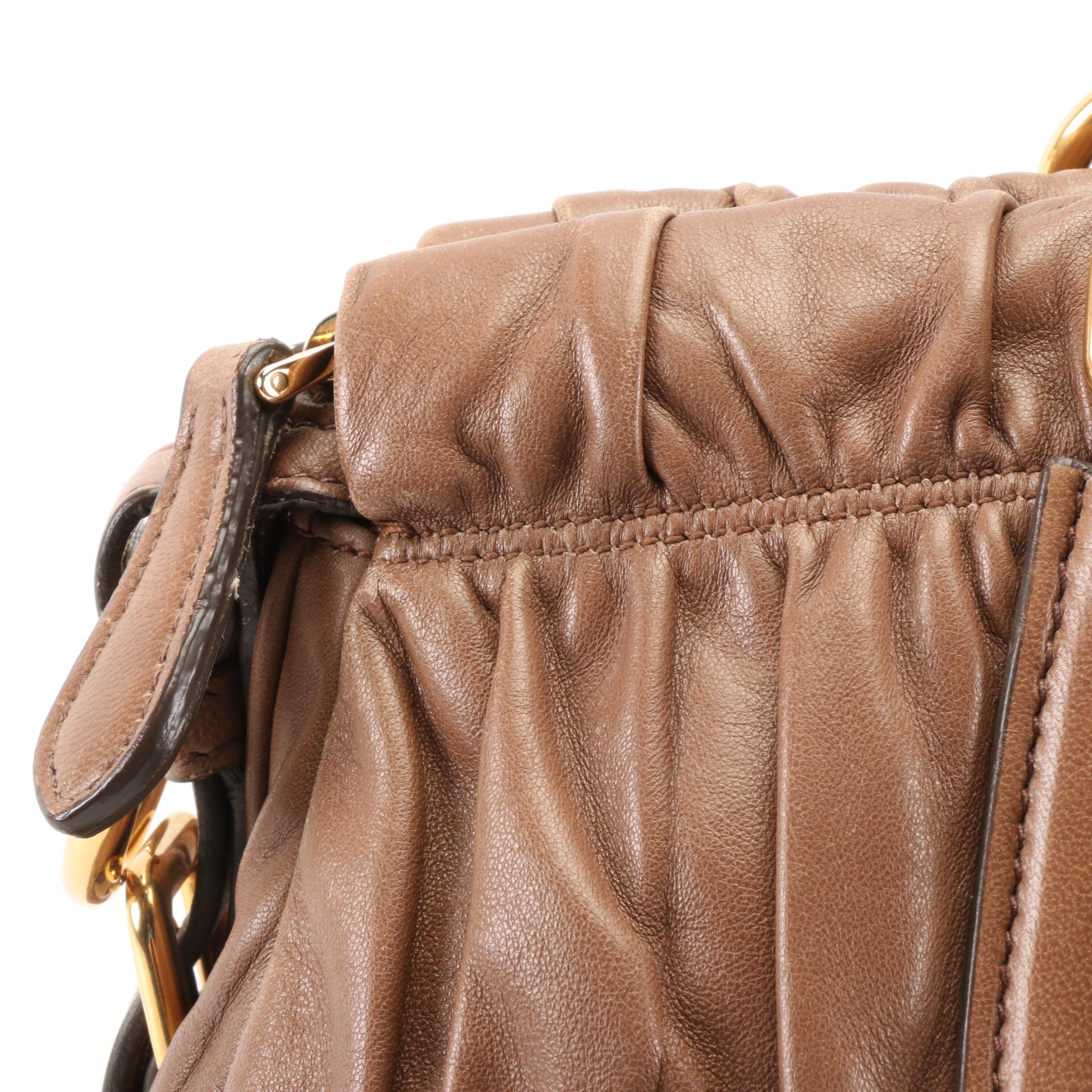 Prada Satchel Bag in Light Brown Napa Gaufre Leather