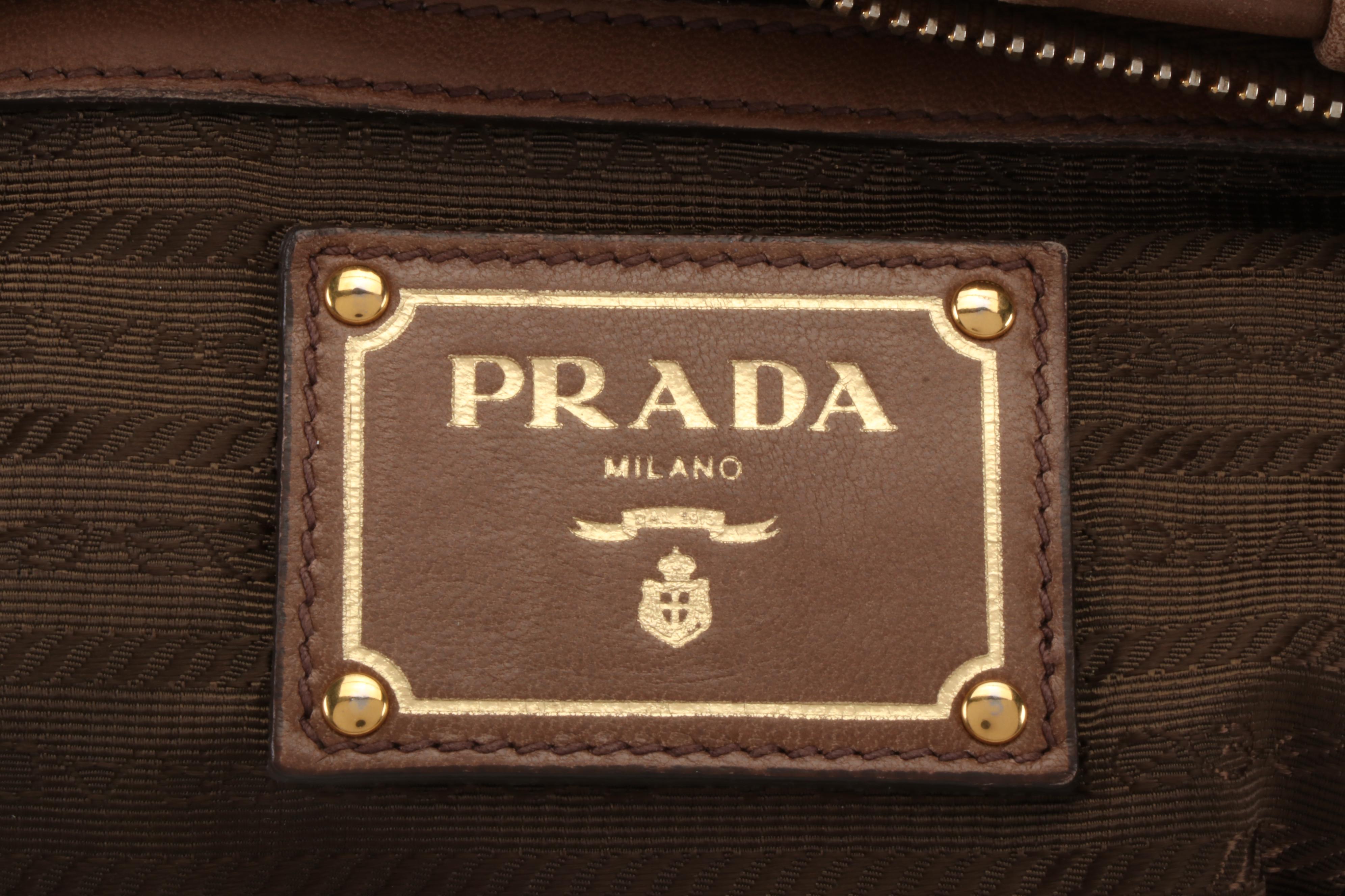 Prada Satchel Bag in Light Brown Napa Gaufre Leather