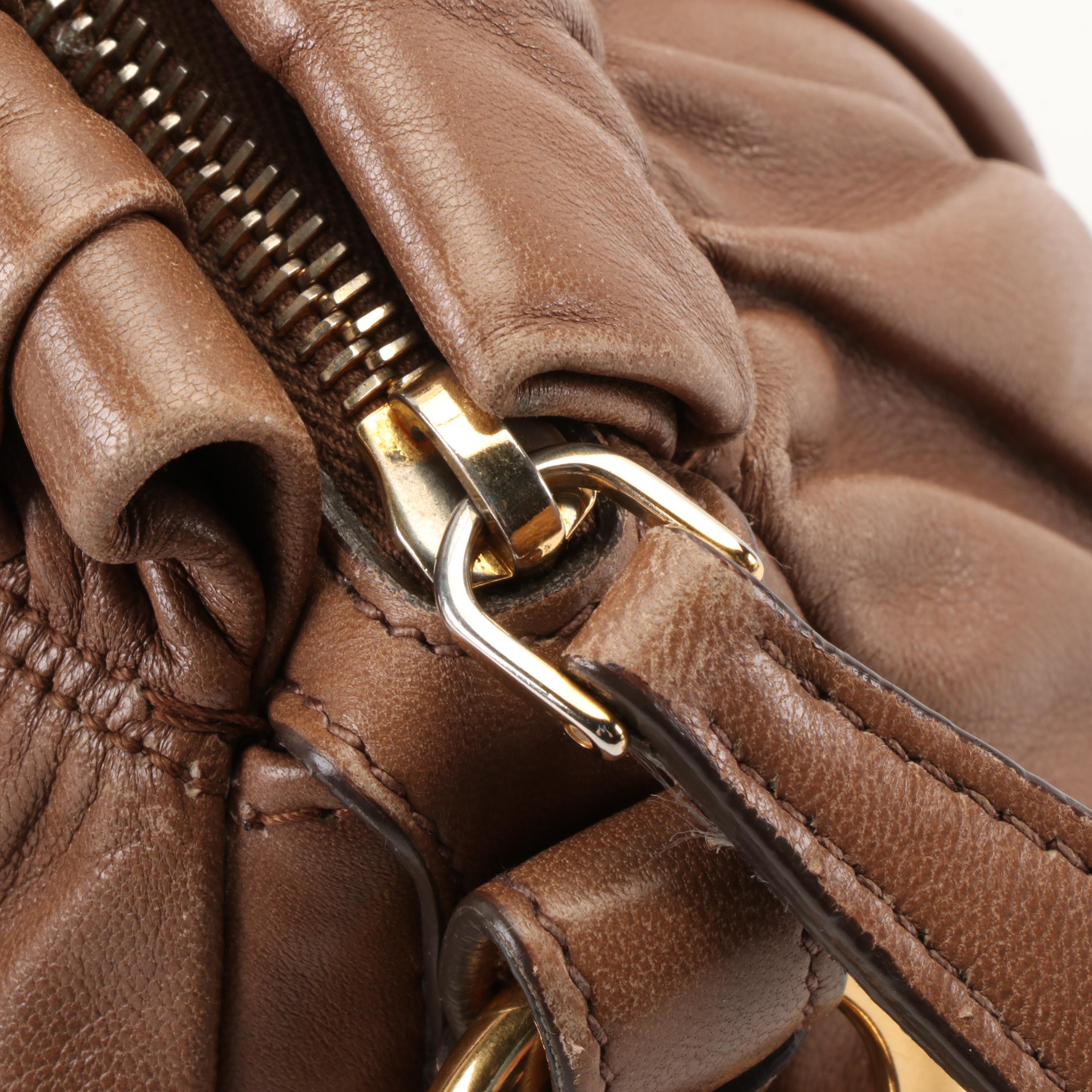 Prada Satchel Bag in Light Brown Napa Gaufre Leather