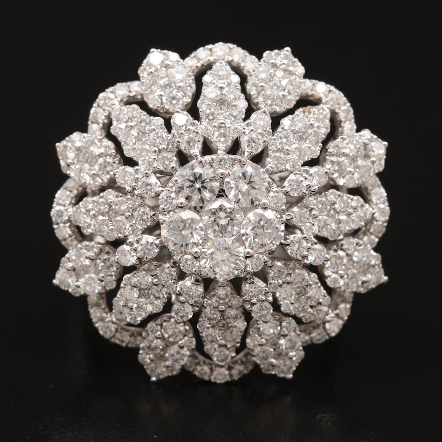 18K 2.75 CTW Diamond Snowflake Cluster Ring