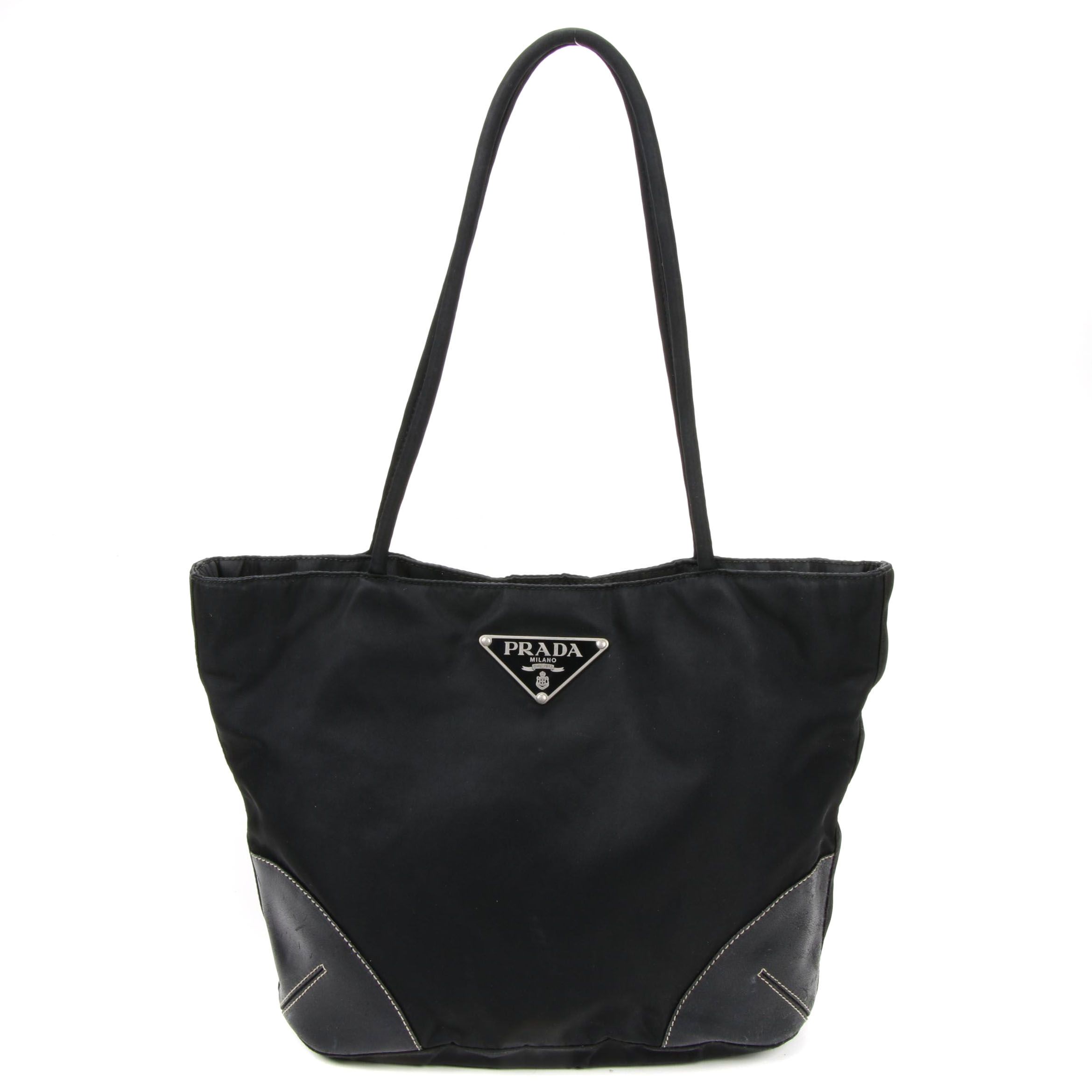 Prada Tote Bag in Black Tessuto Nylon and Leather