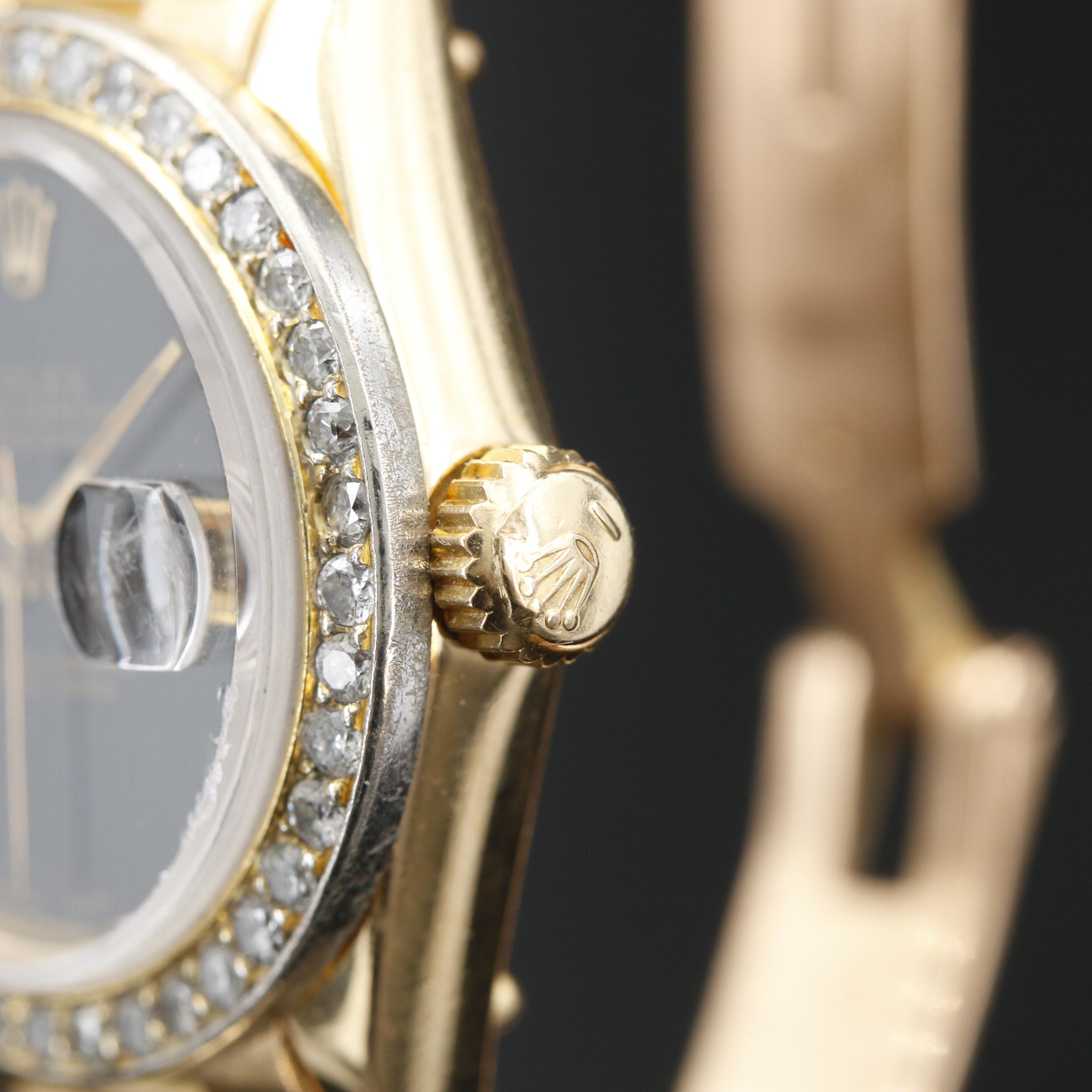 1978 Rolex Datejust President 18K Diamond Watch with Onyx Dial