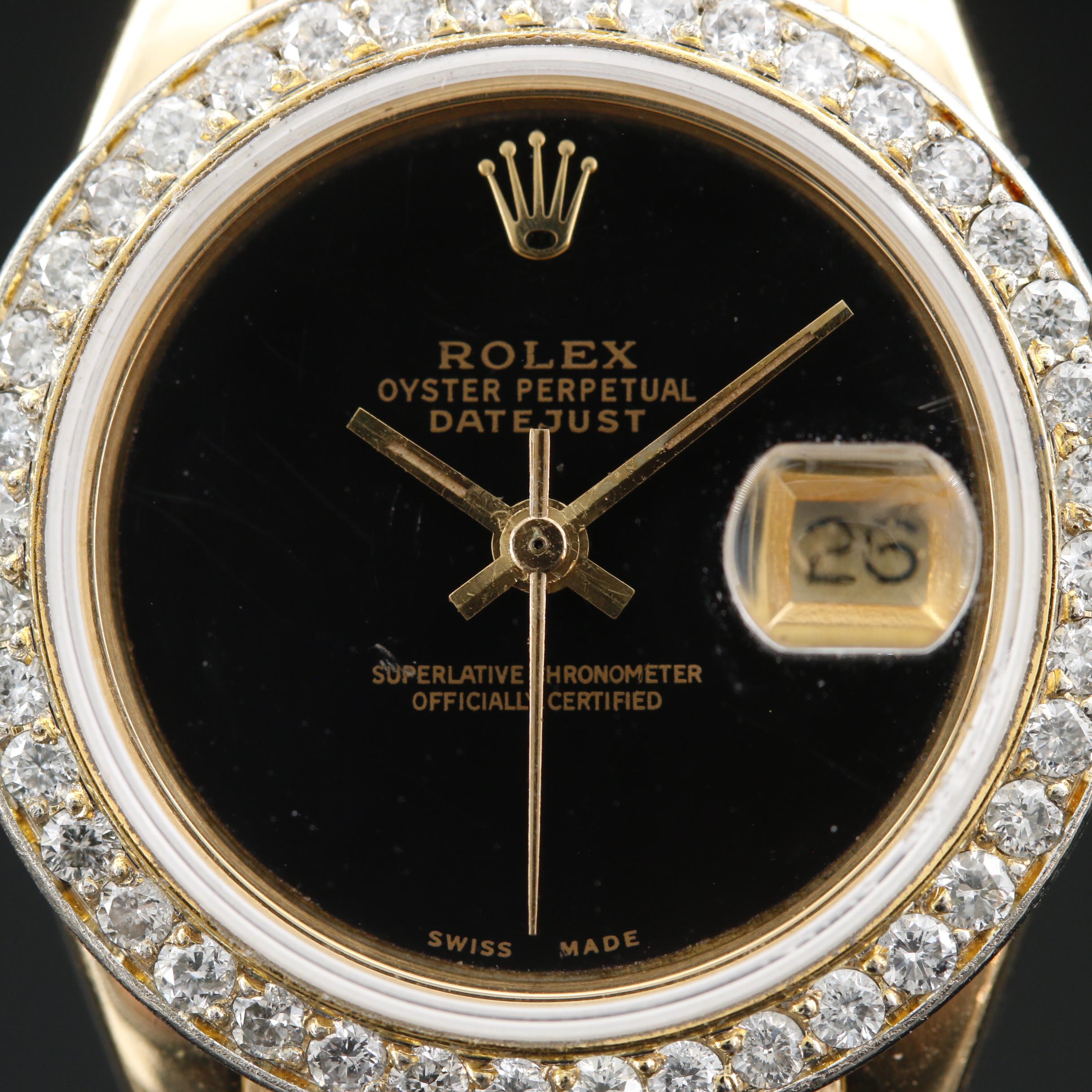 1978 Rolex Datejust President 18K Diamond Watch with Onyx Dial