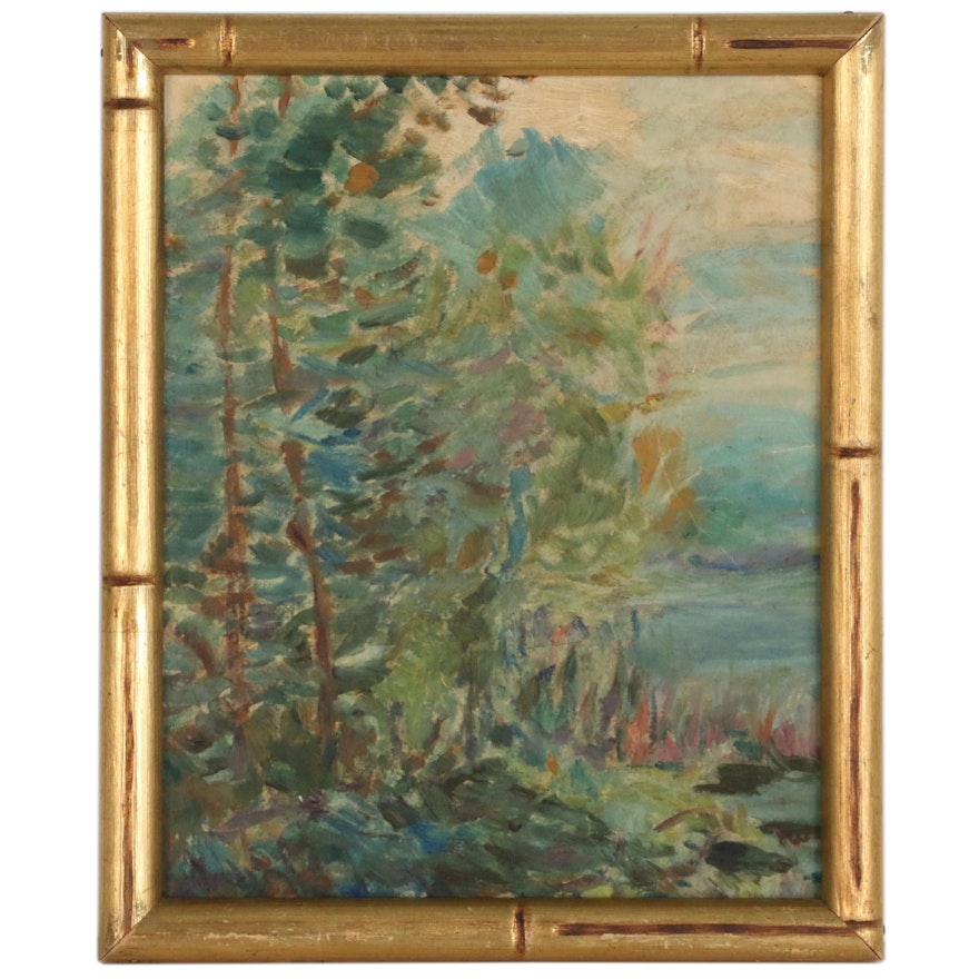 Impressionist Style Landscape Oil Painting, Mid 20th Century