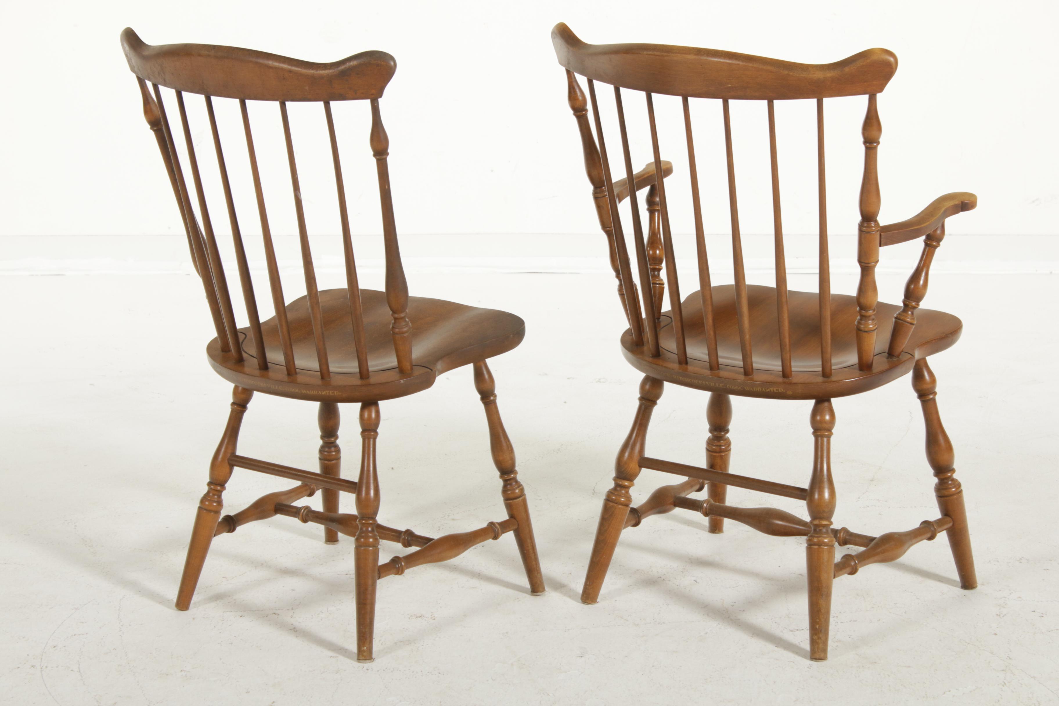 Hitchcock Maple Dining Table and Spindle Back Chairs, Mid-20th Century