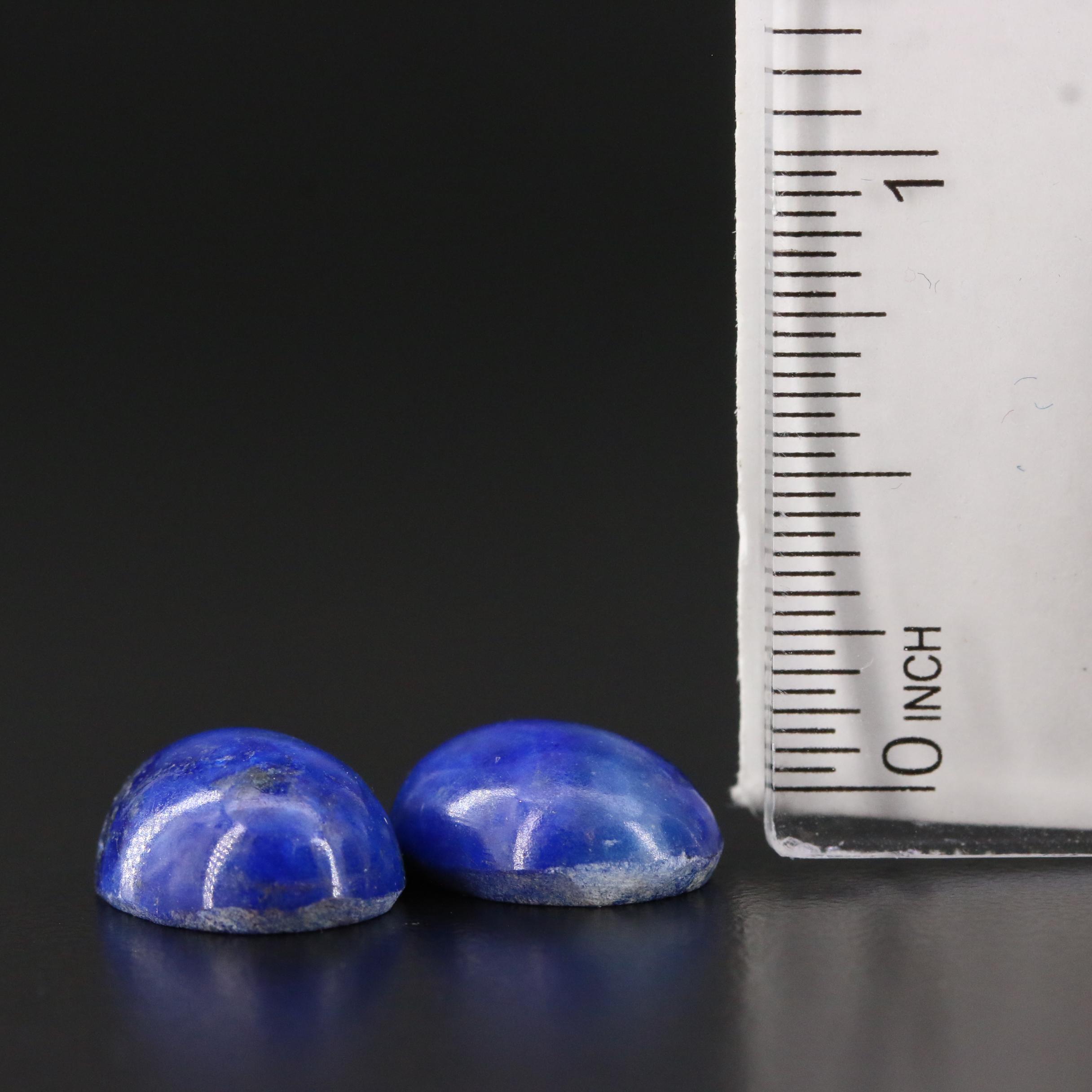 Matched Pair of Loose 18.18 CTW Oval Lapis Lazuli Cabochons