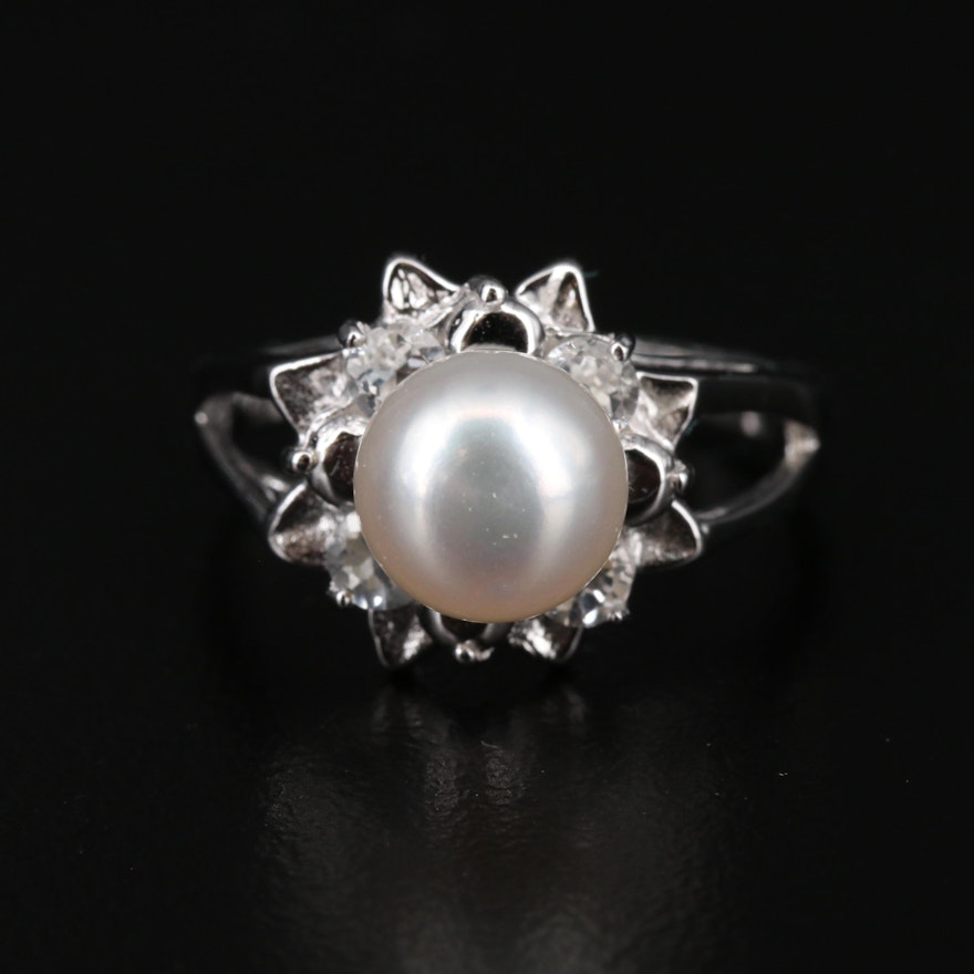 Sterling Silver Pearl and Topaz Ring