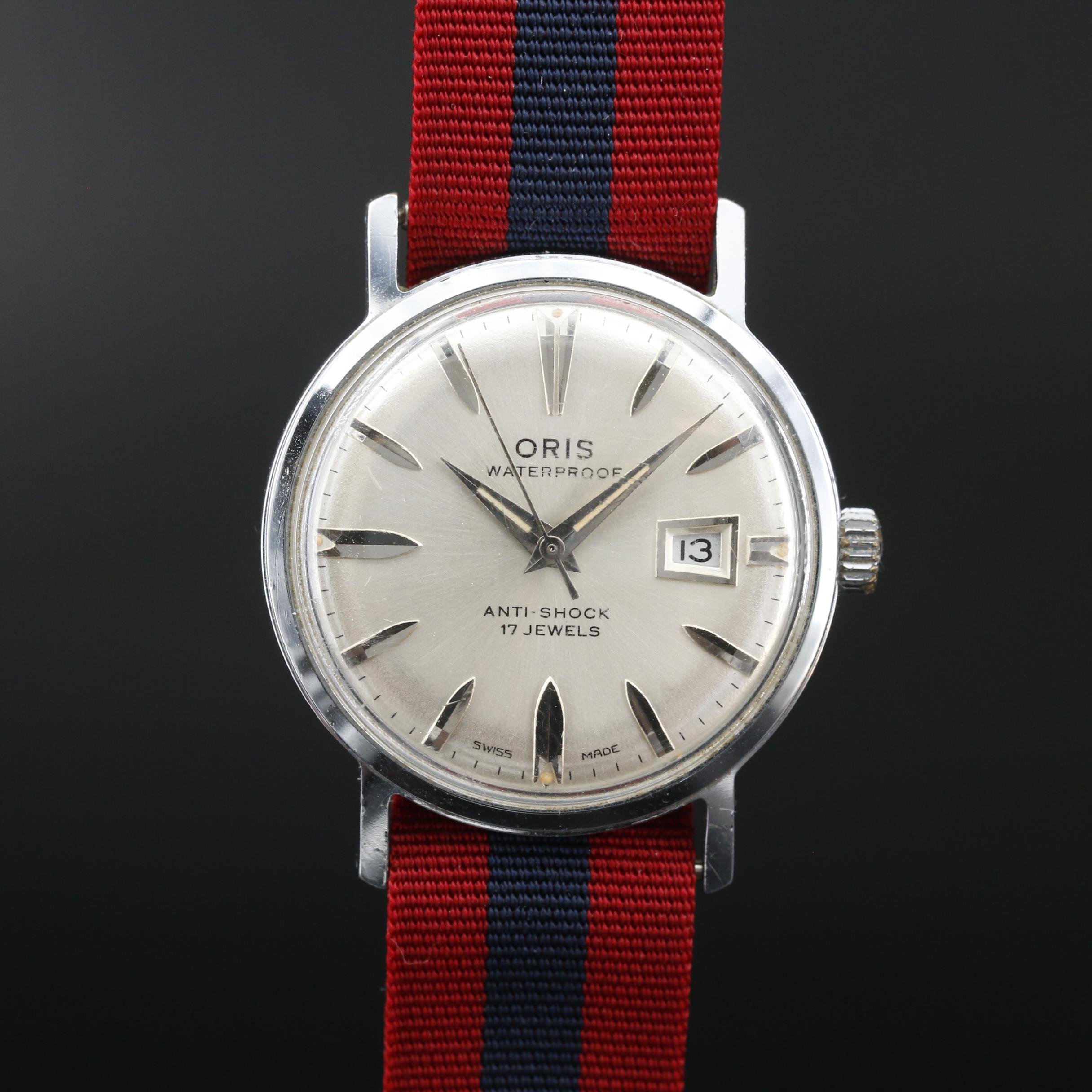 Vintage Oris Chrome Plated Stem Wind Watch