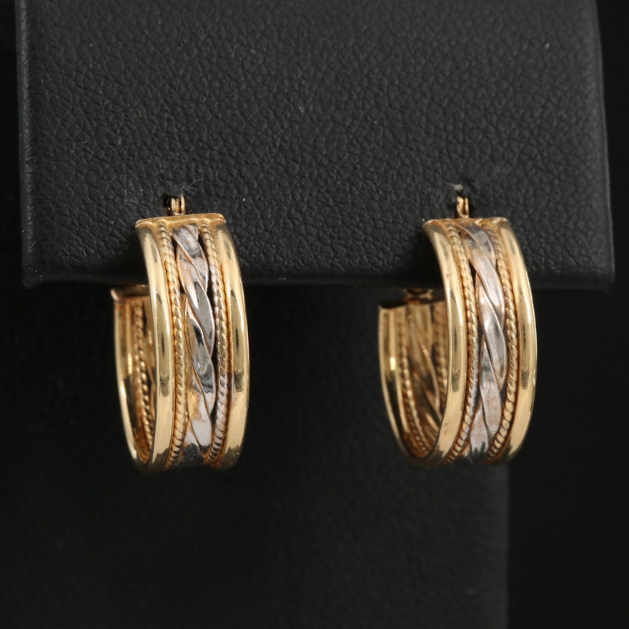 14K Two-Tone Hoop Earrings