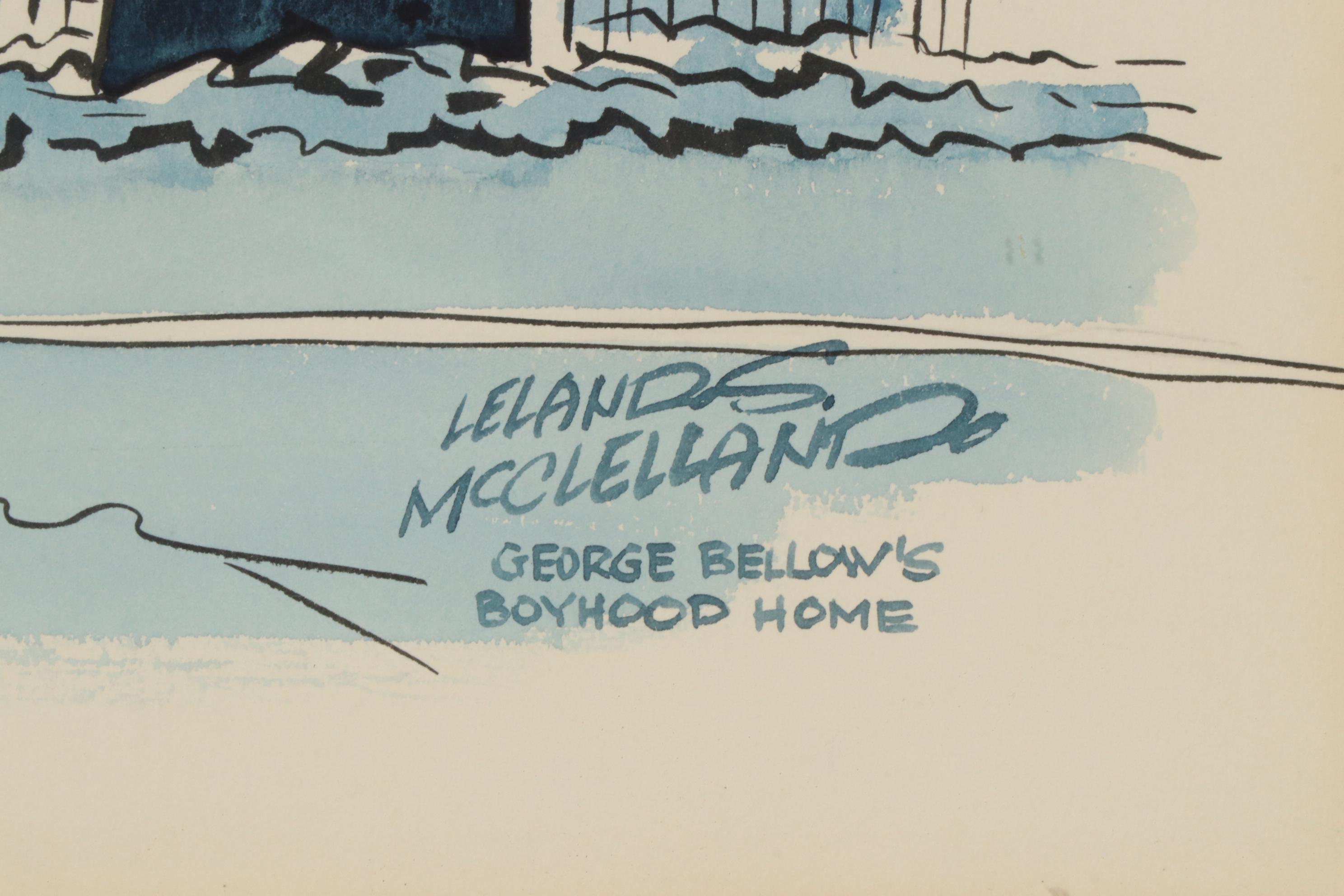 Leland S. McClelland Watercolor and Ink Painting "George Bellow's Boyhood Home"