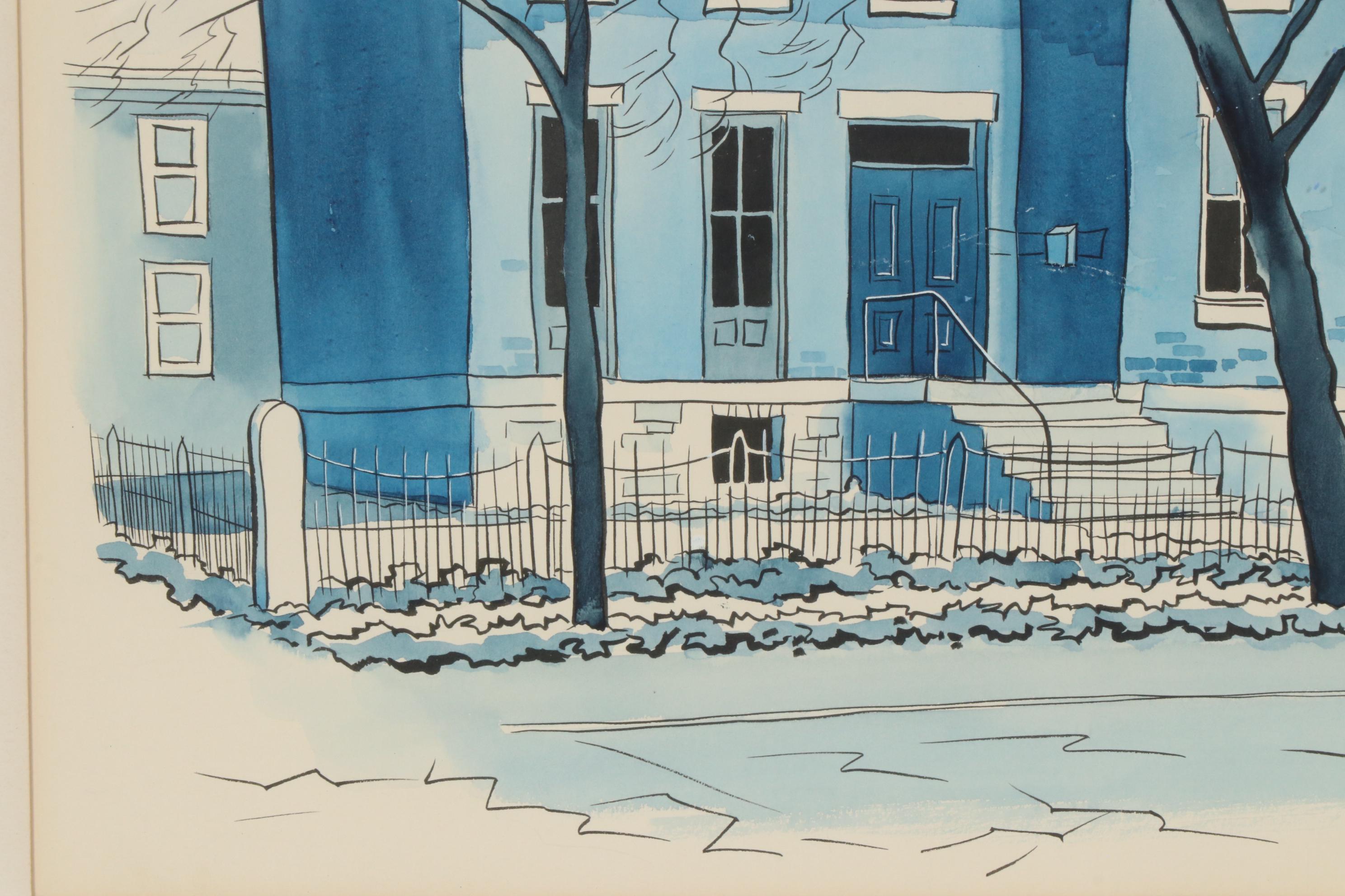 Leland S. McClelland Watercolor and Ink Painting "George Bellow's Boyhood Home"