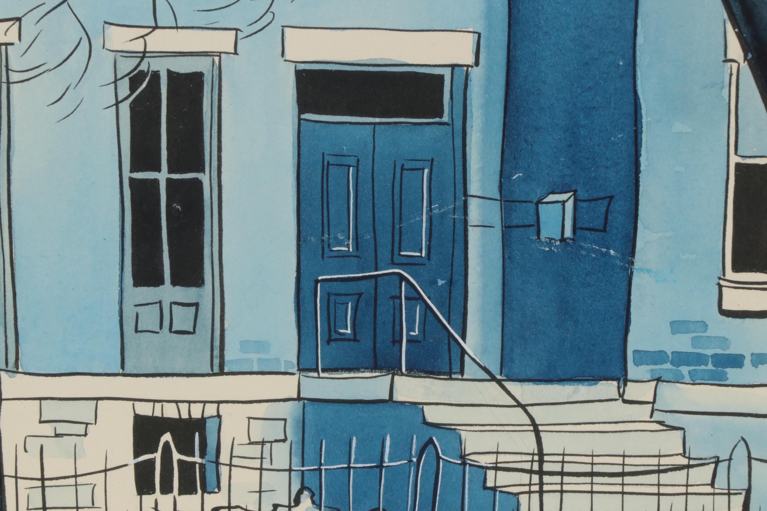 Leland S. McClelland Watercolor and Ink Painting "George Bellow's Boyhood Home"