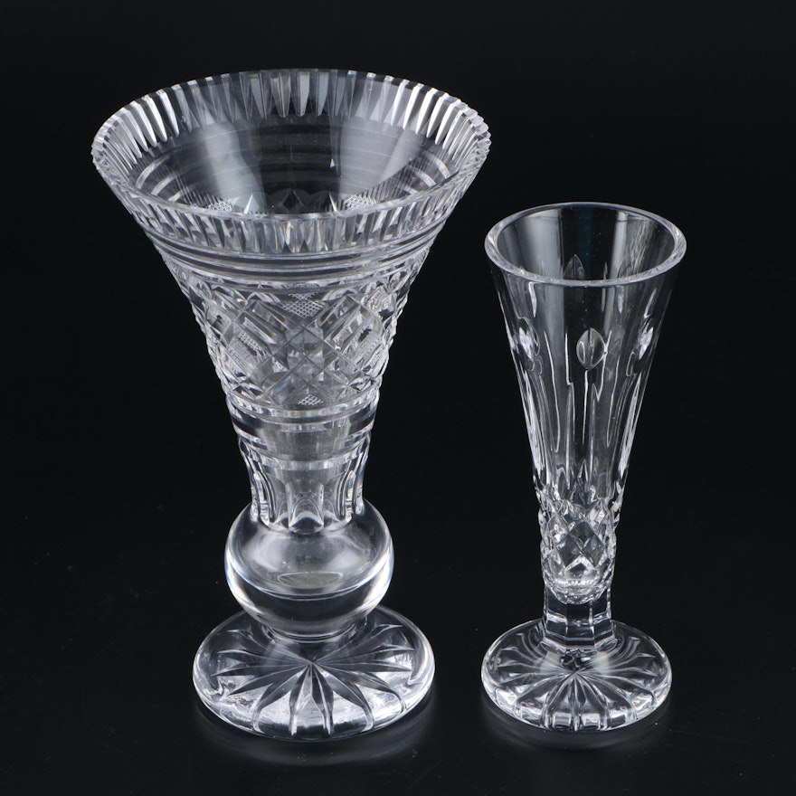 Waterford Crystal "Giftware" Bulbous Stem Vase and "Happy Birthday" Bud Vase