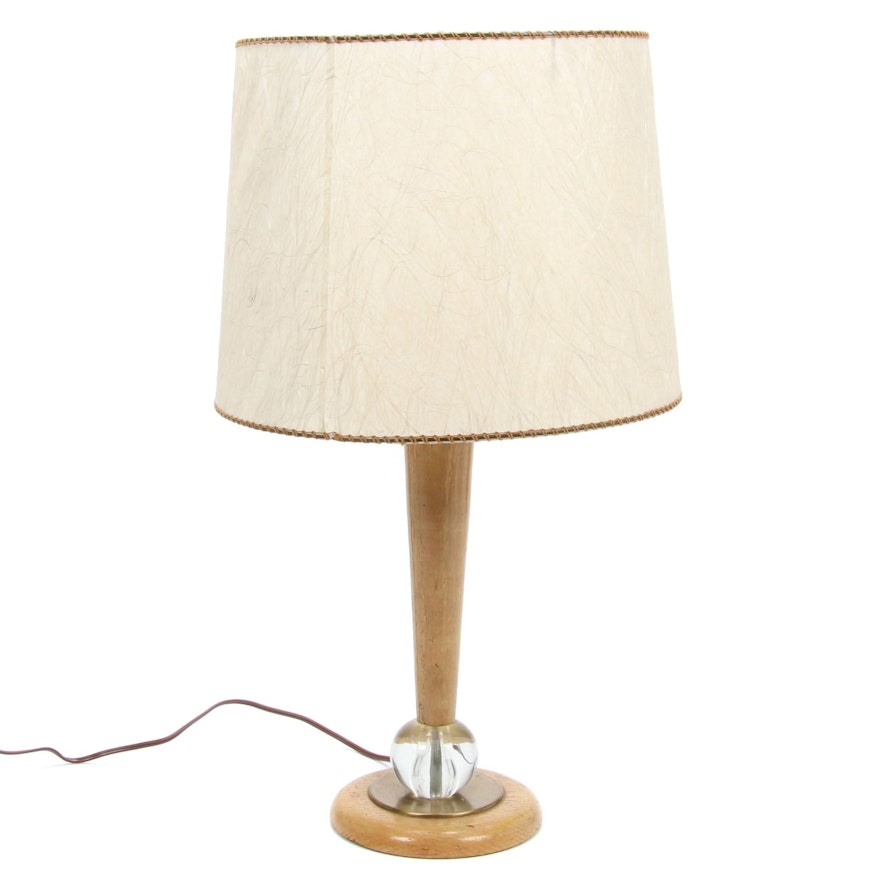 Mid Century Modern  Wood and Glass Ball Table Lamp