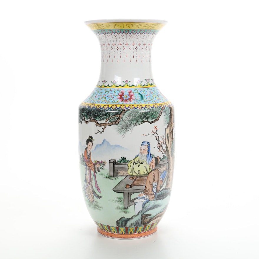 Chinese Hand-Painted Porcelain Floor Vase, 20th Century