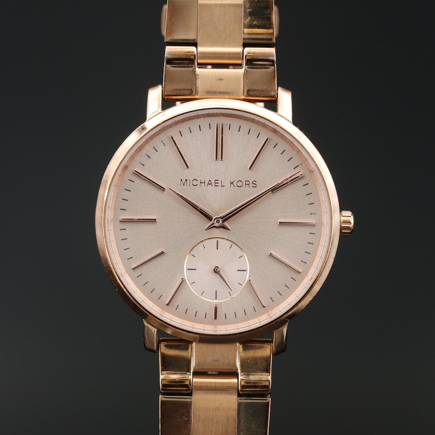 Michael Kors MK-3501 Rose Tone Stainless Steel Quartz Wristwatch