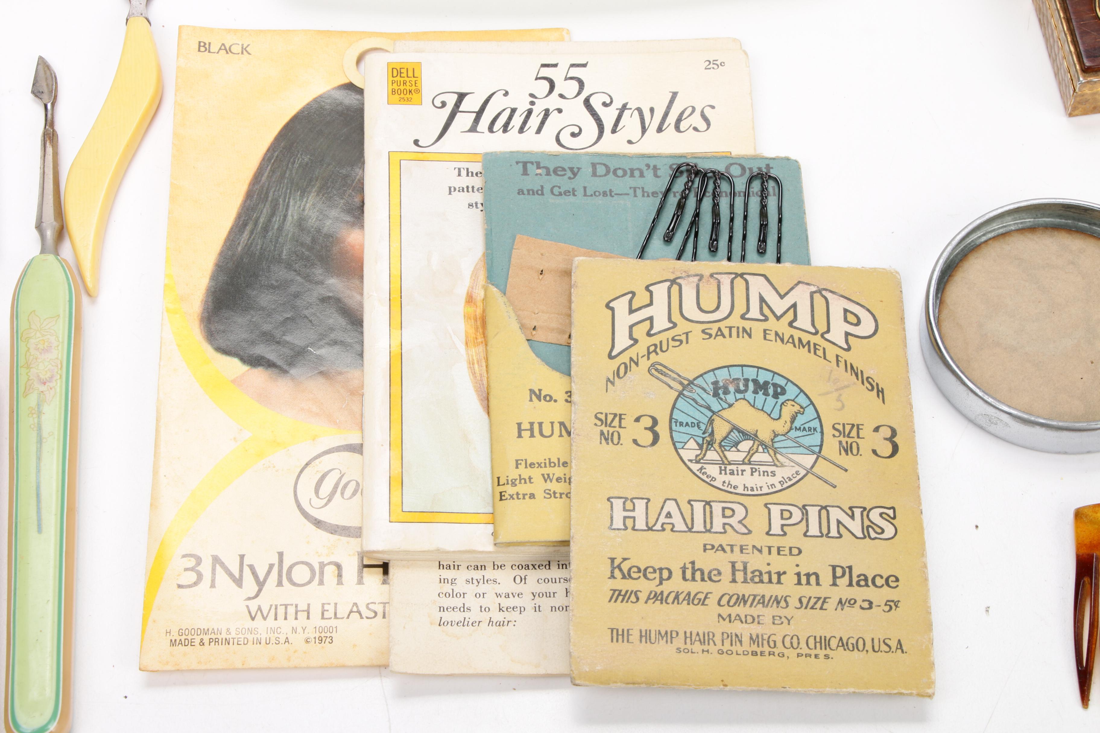 Dupont Lucite, Art Deco Pearled Green Celluloid, and Other Vanity Accessories