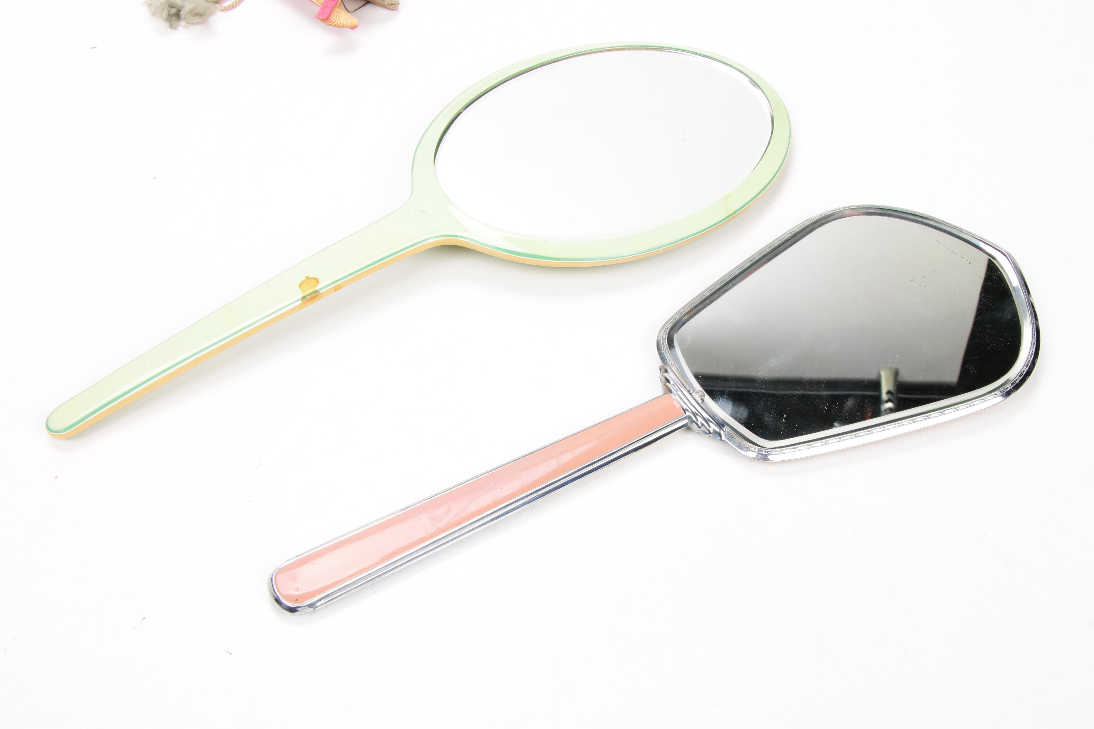 Dupont Lucite, Art Deco Pearled Green Celluloid, and Other Vanity Accessories