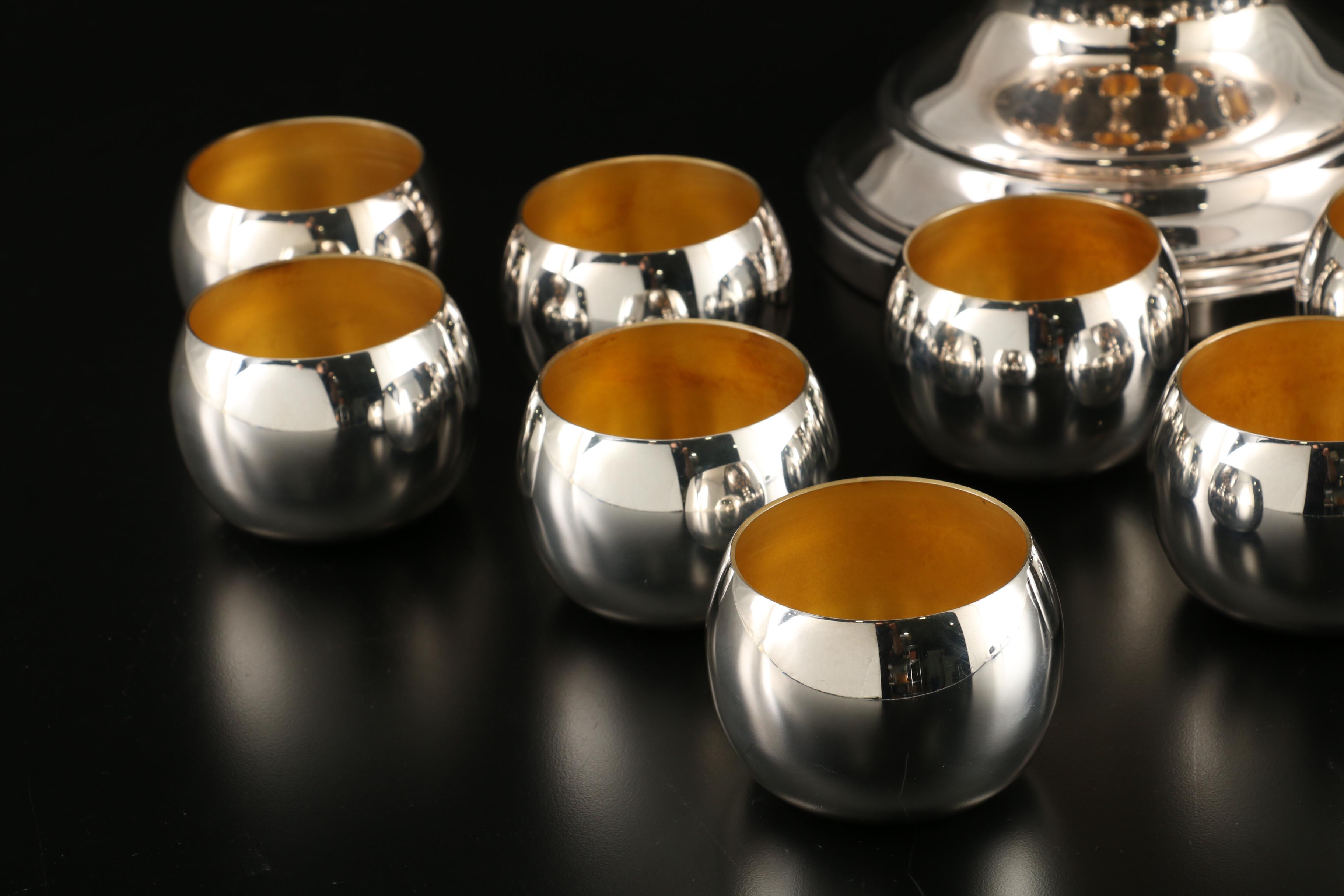 F.B. Rogers Silver Plate Punch Bowl Set for Twelve, Mid-20th Century