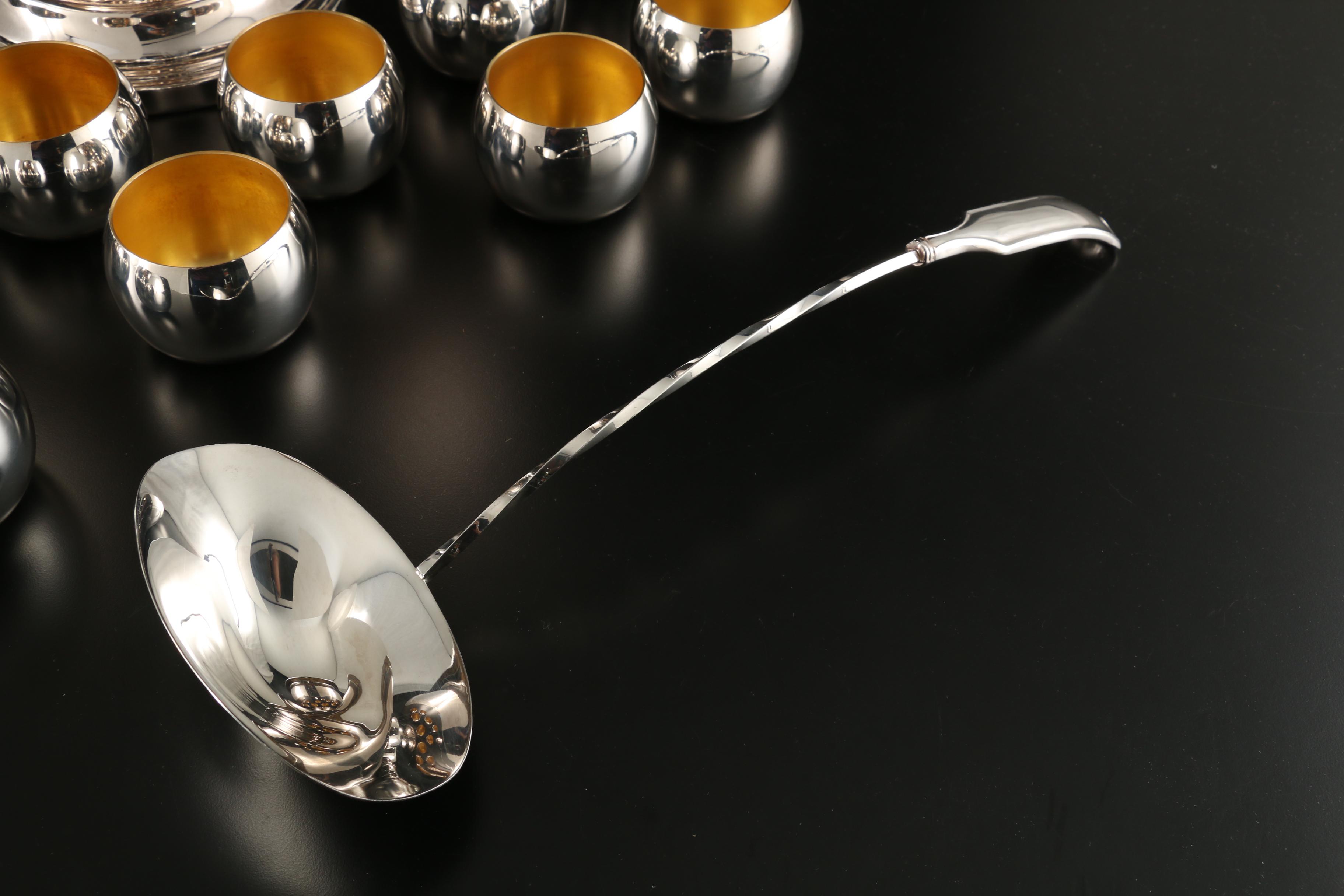 F.B. Rogers Silver Plate Punch Bowl Set for Twelve, Mid-20th Century