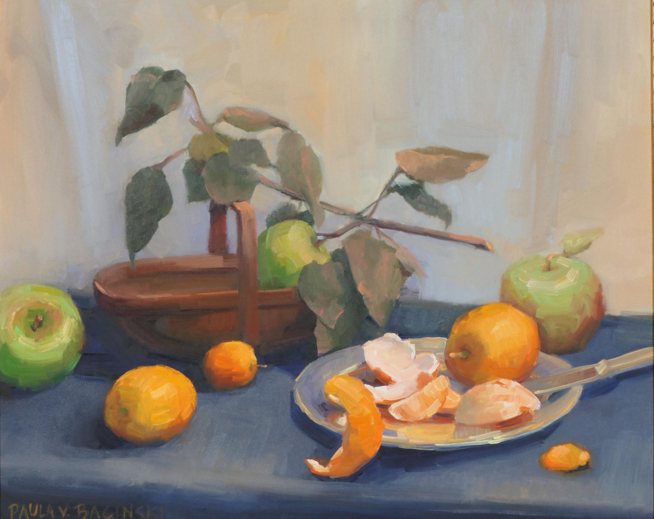 Paula V. Bacinski Oil Painting "Orange A-Peel", Late 20th Century