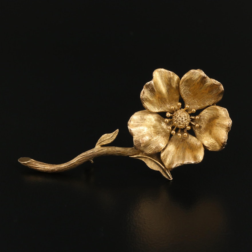 Vintage 14K Flower Brooch