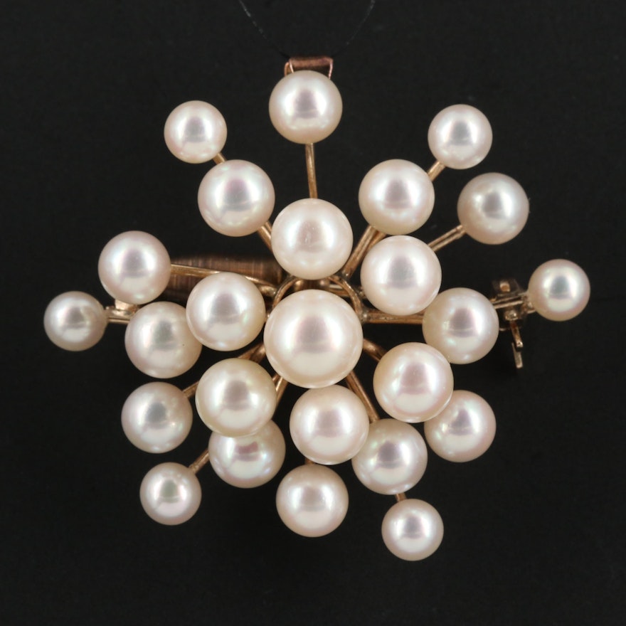 1950s Retro 14K Pearl Converter Brooch